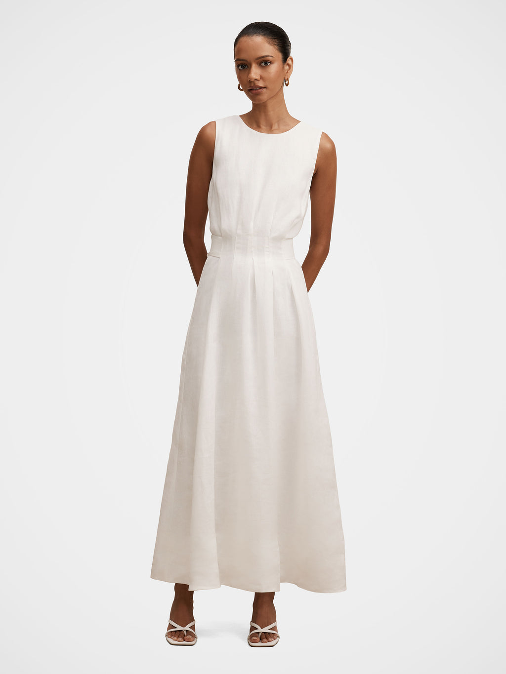 Rosie Petite Linen Tuck Midi Dress