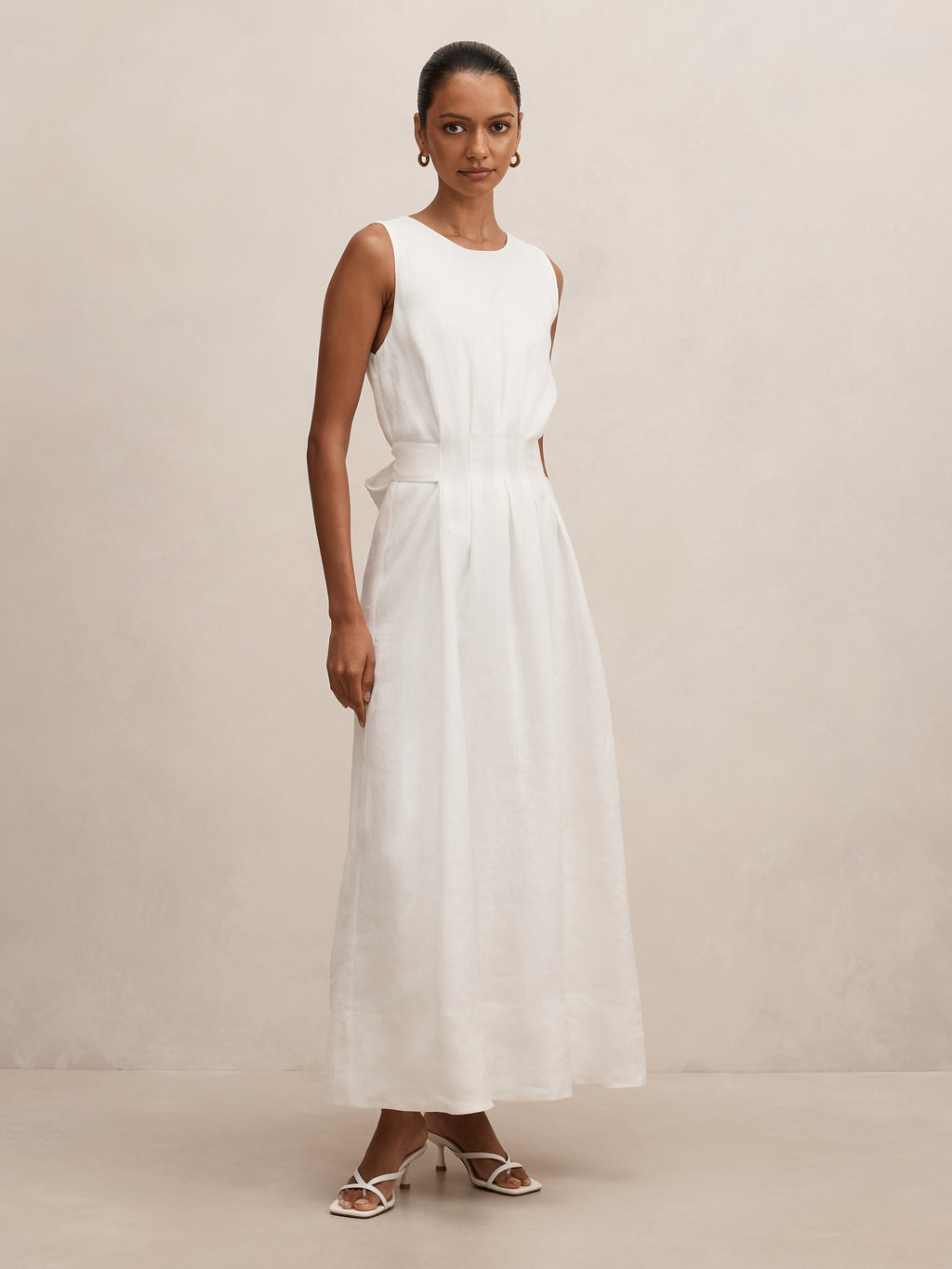 Rosie Petite Linen Tuck Midi Dress