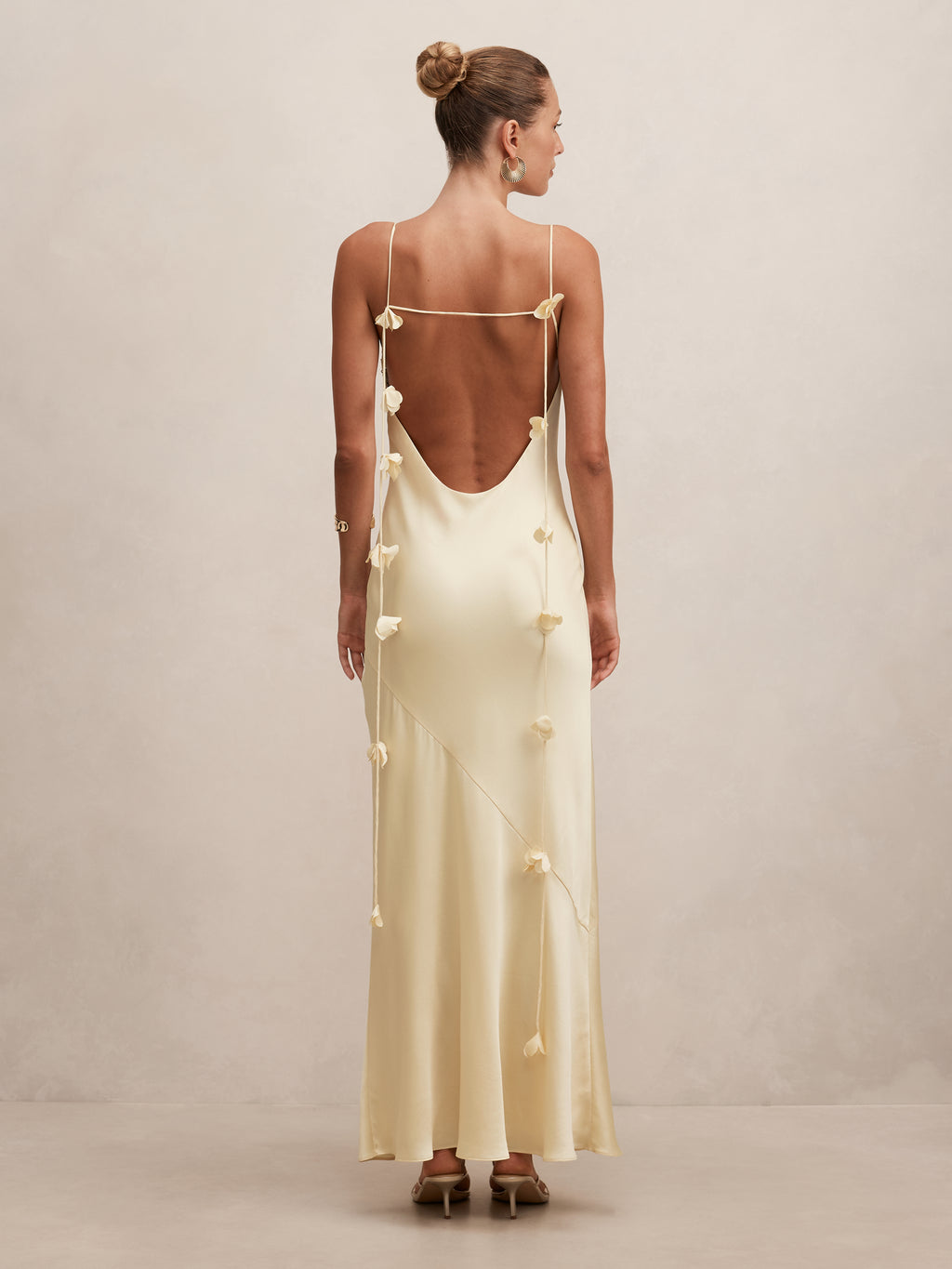 Amery 3D Floral Satin Maxi Dress