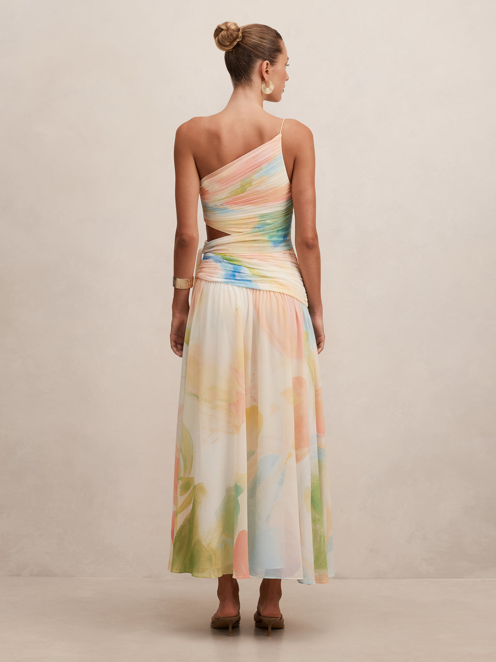 Connie Ruched Asym Maxi Dress
