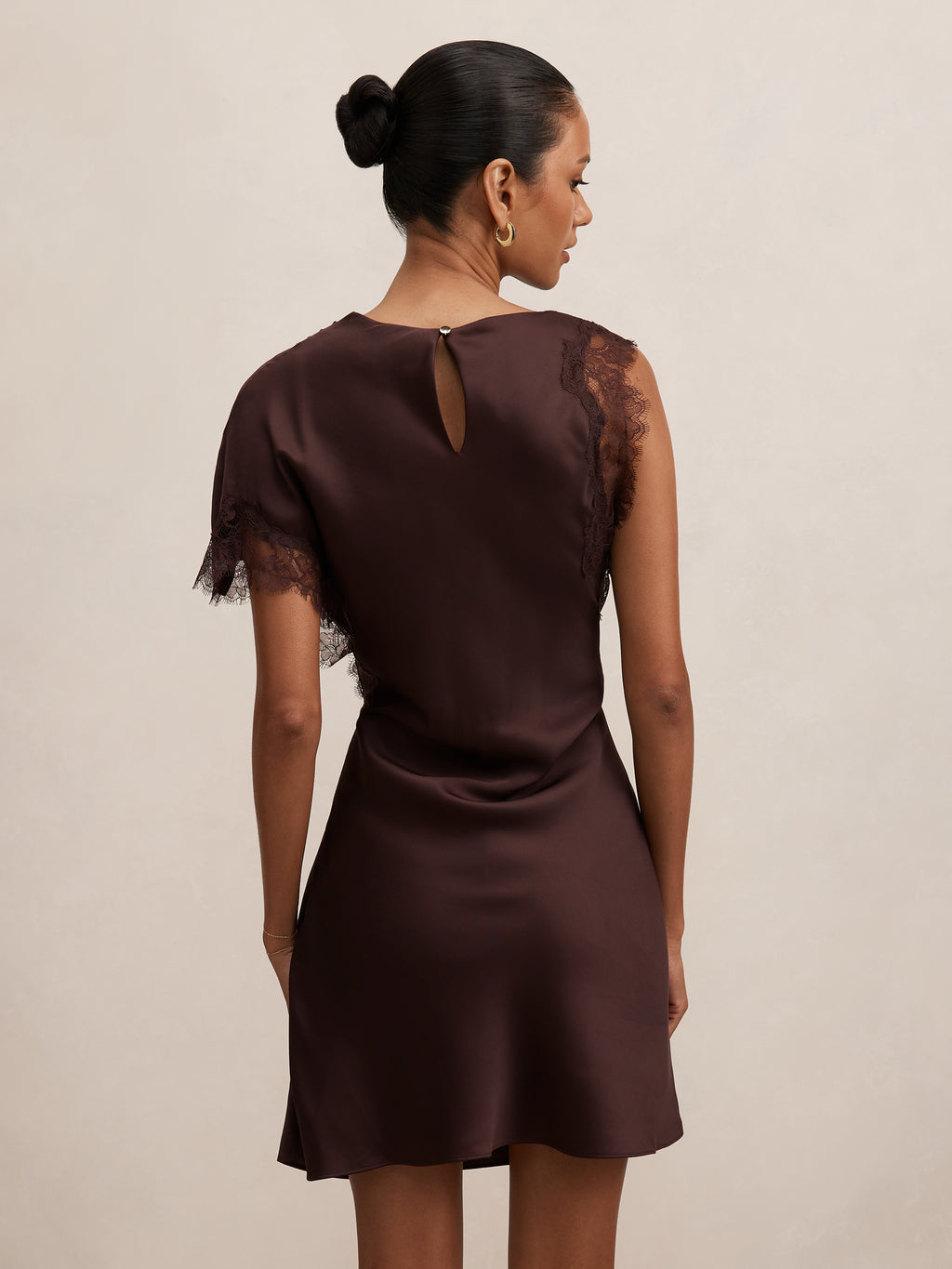 Giselle Petite Satin Lace Mini Dress