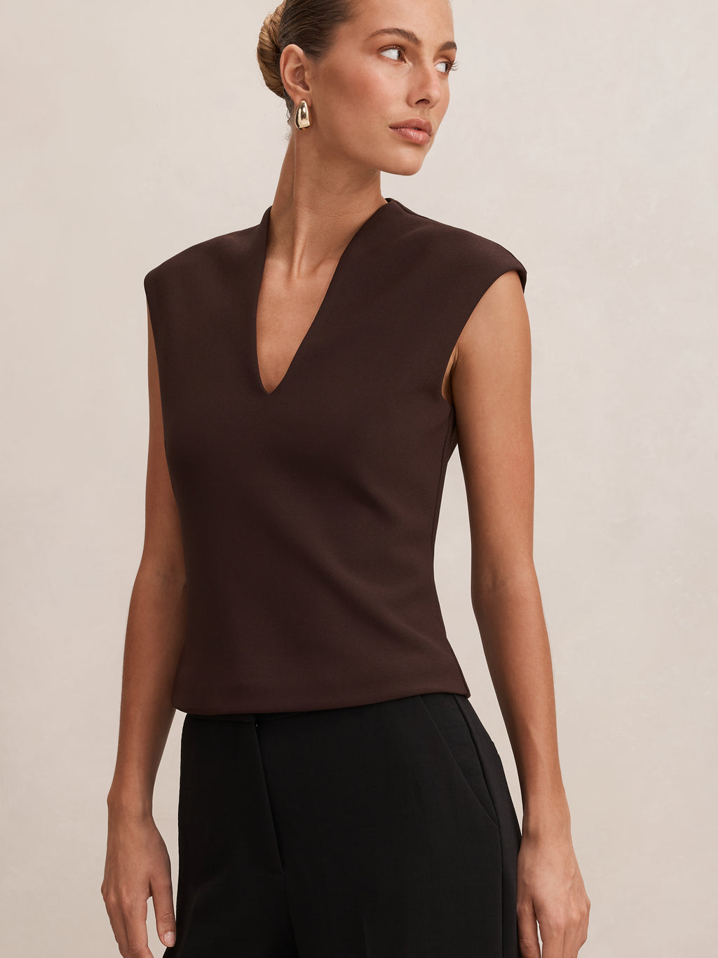 Monroe Crepe V Neck Tank