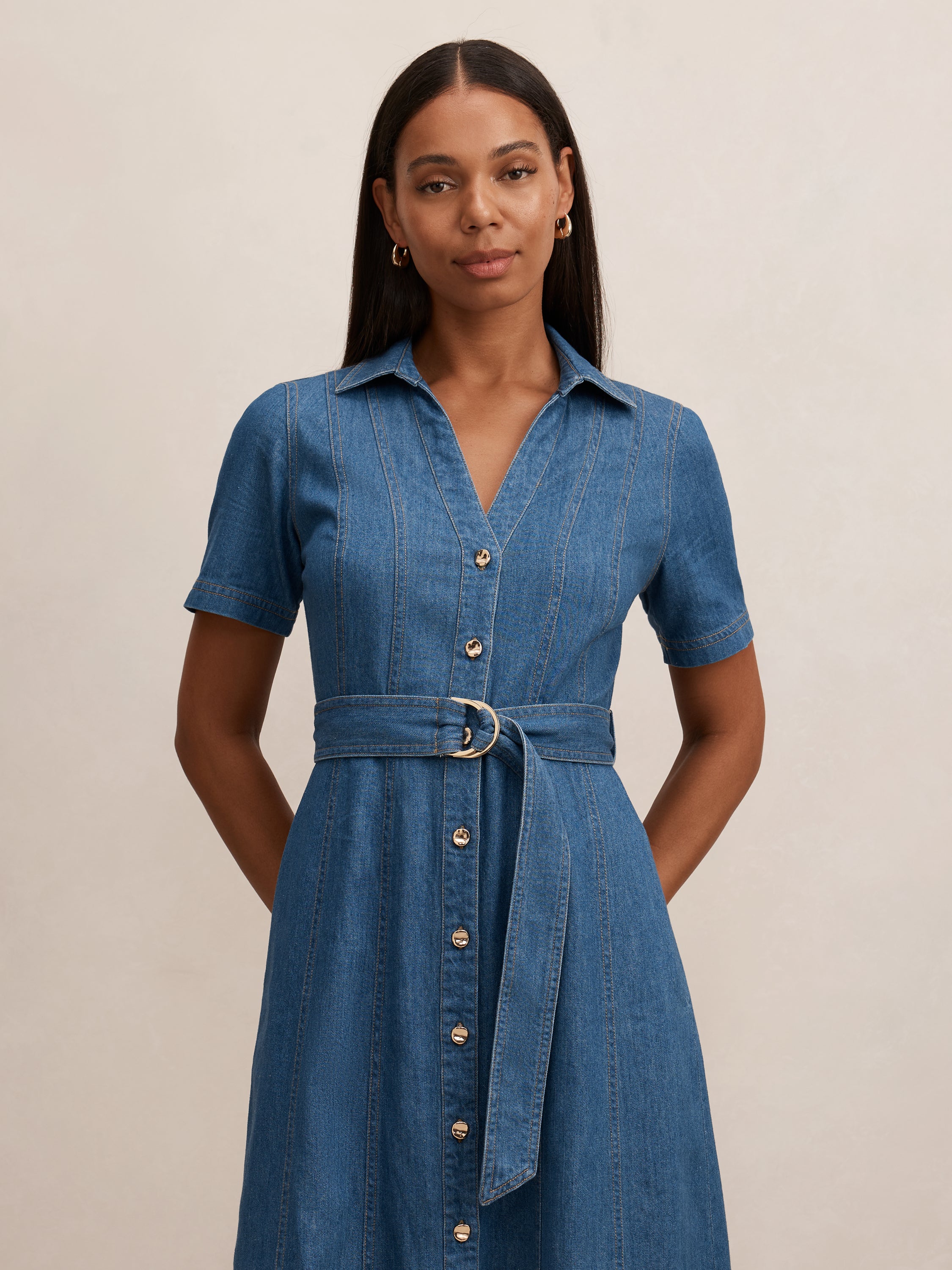 Josephine Short Sleeve Denim Dress