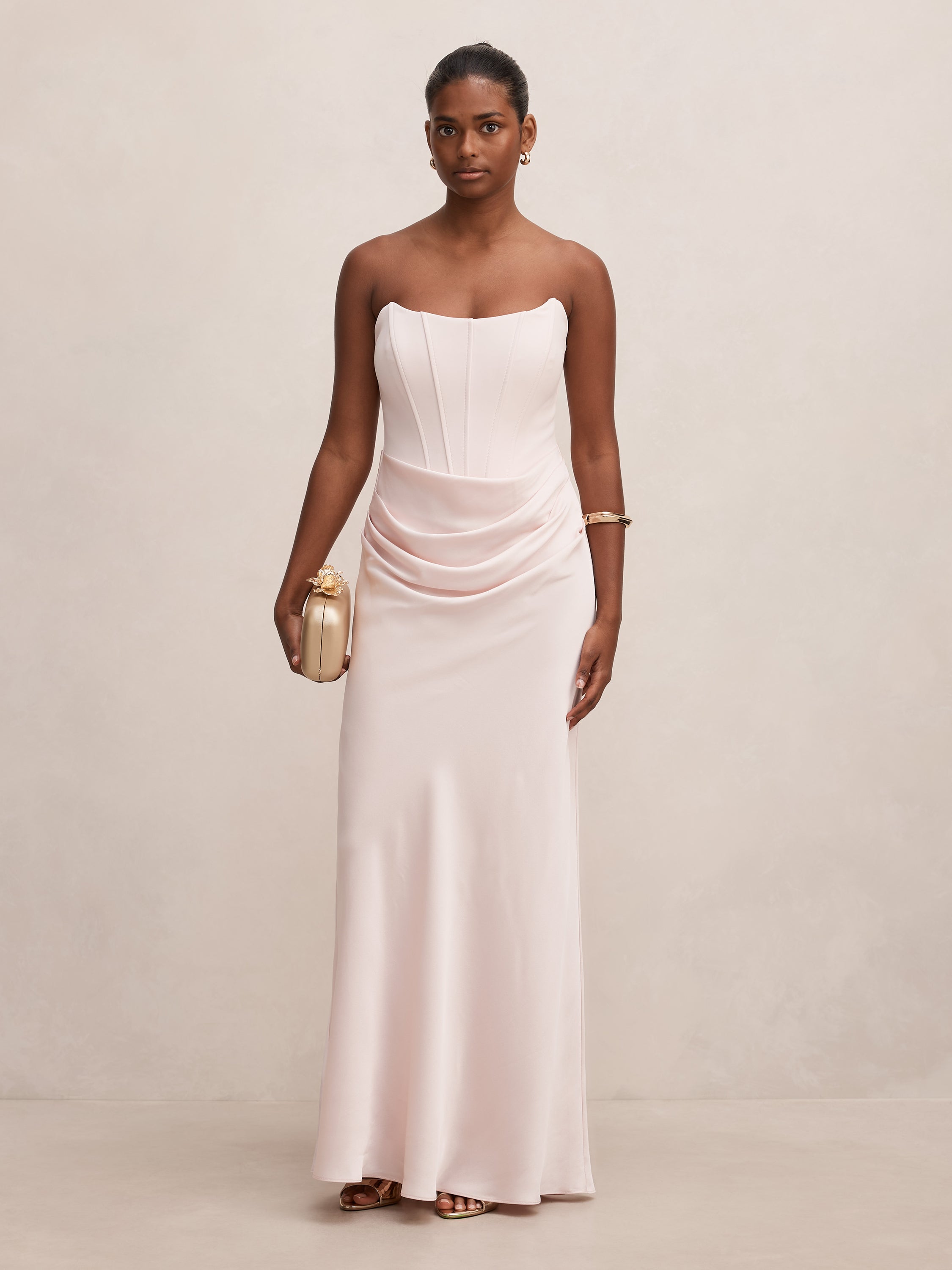 Isra Petite Drape Strapless Maxi Dress