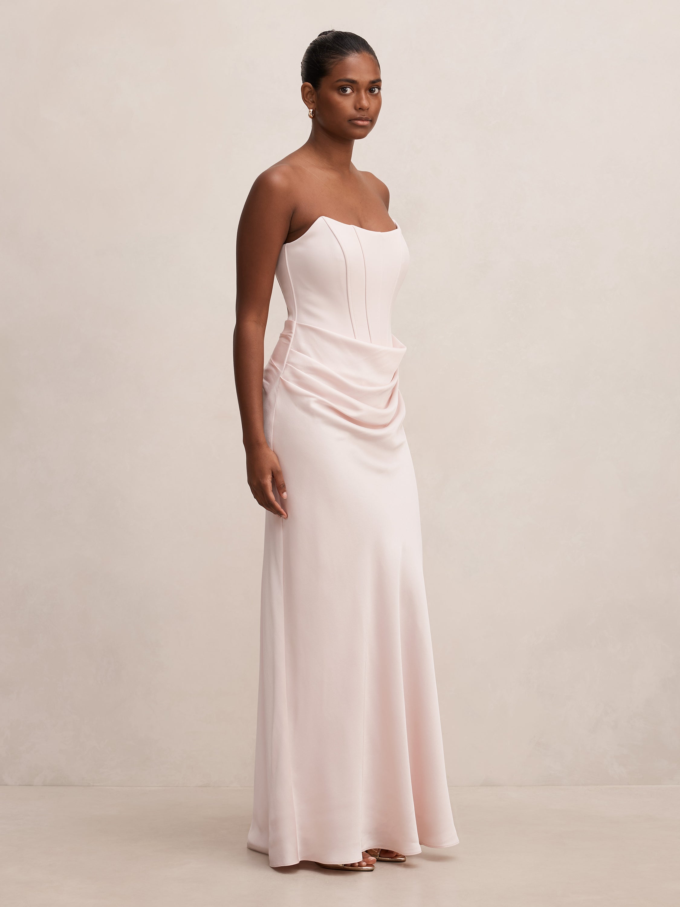 Isra Petite Drape Strapless Maxi Dress