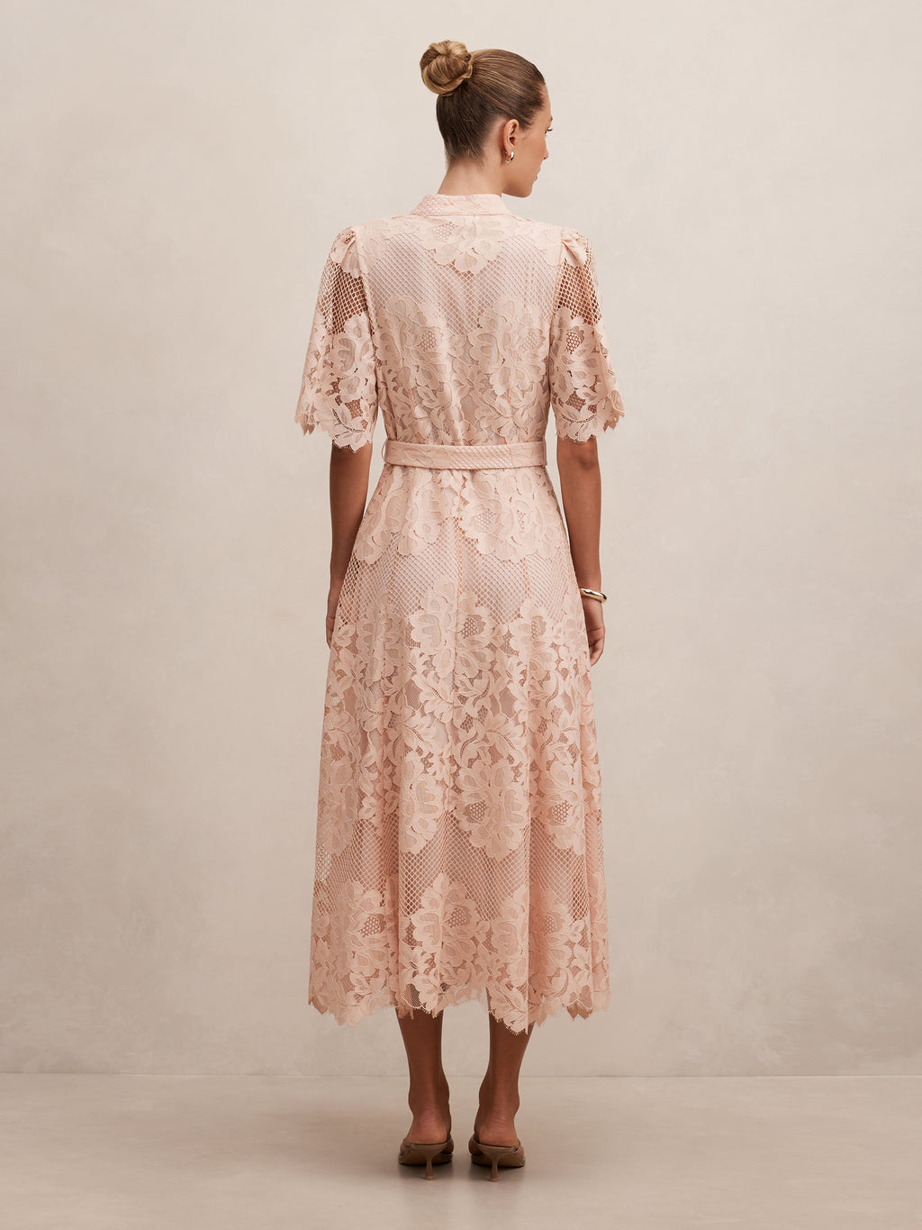 Liberty Flutter Sleeve Lace Midi Dress