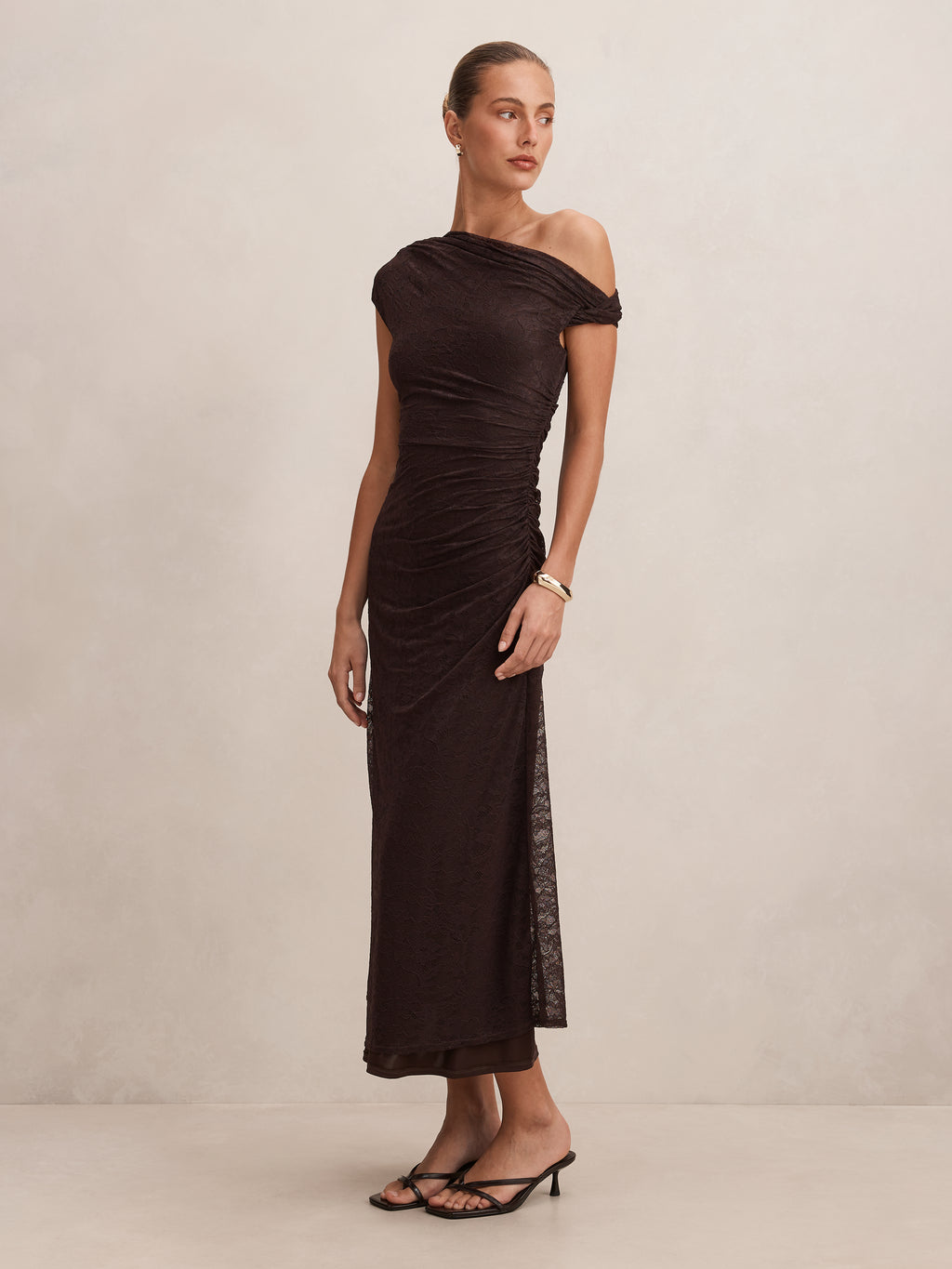 Paris Lace Asym Midi Dress