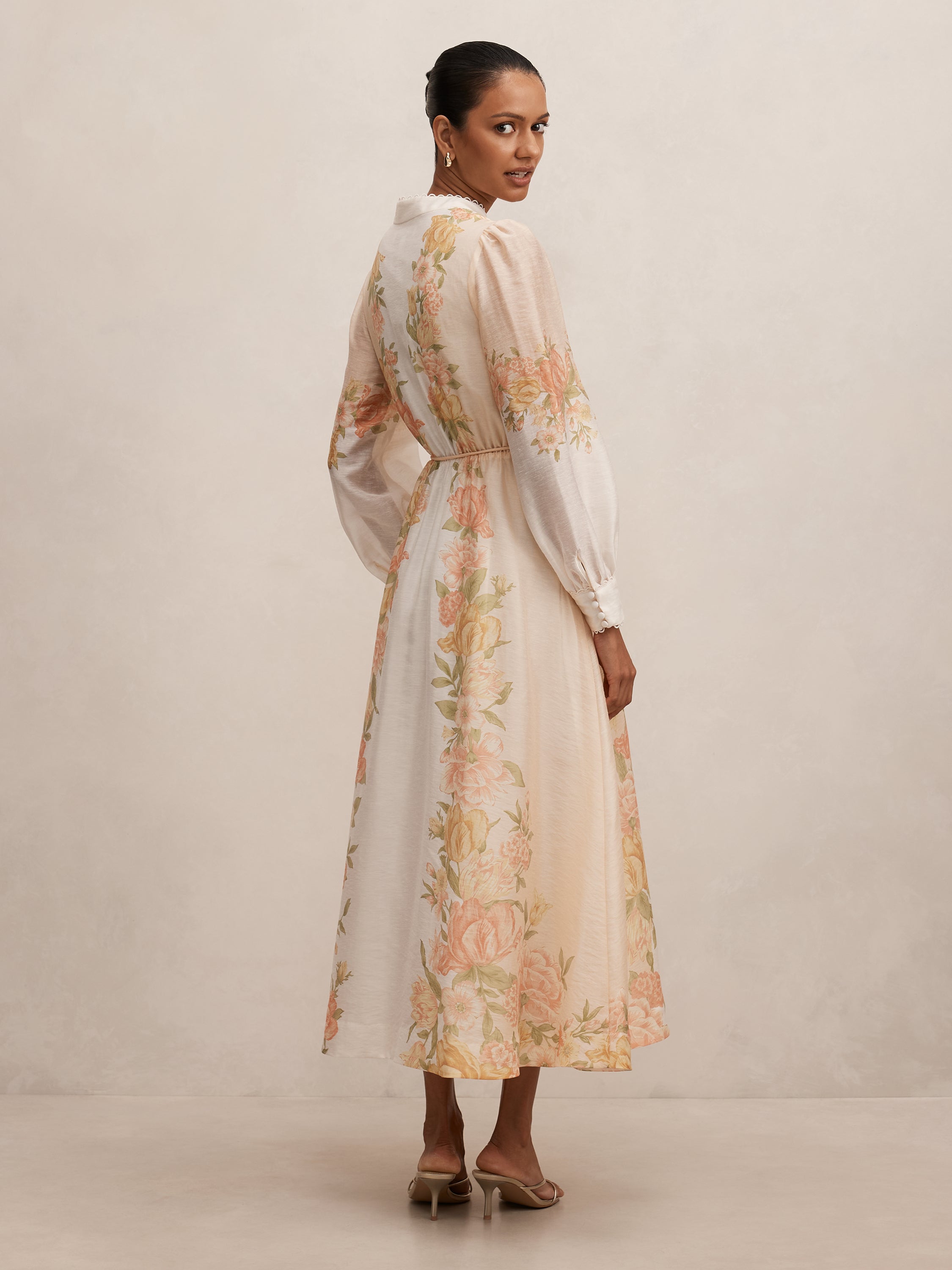 Christina Petite Floral Tie Midi Dress