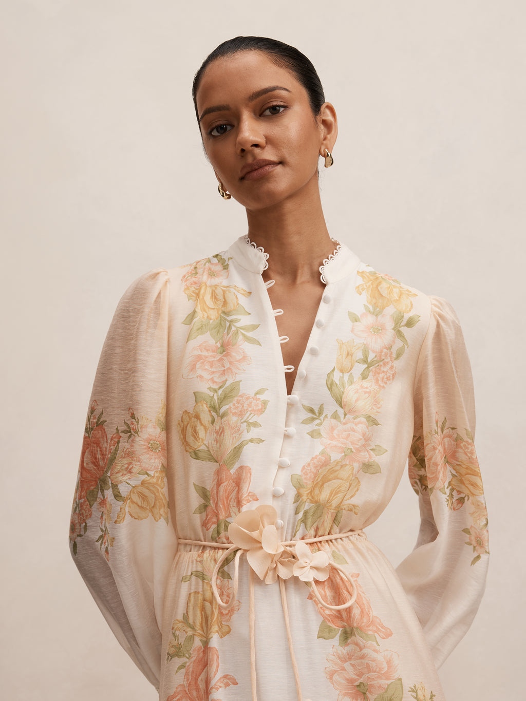 Christina Petite Floral Tie Midi Dress
