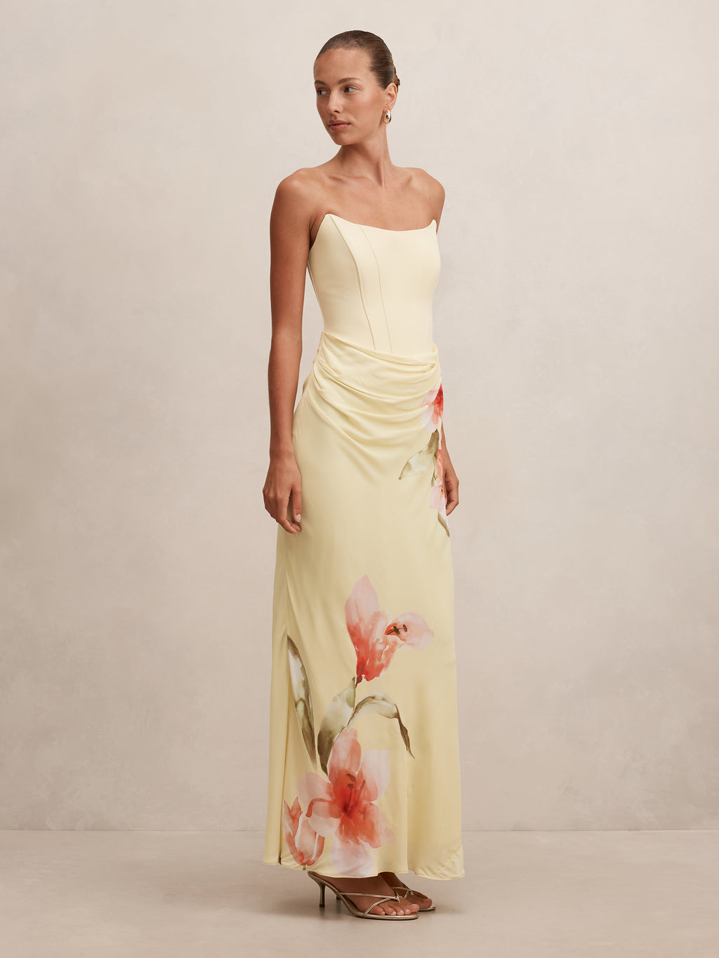 Isra Printed Strapless Maxi Dress