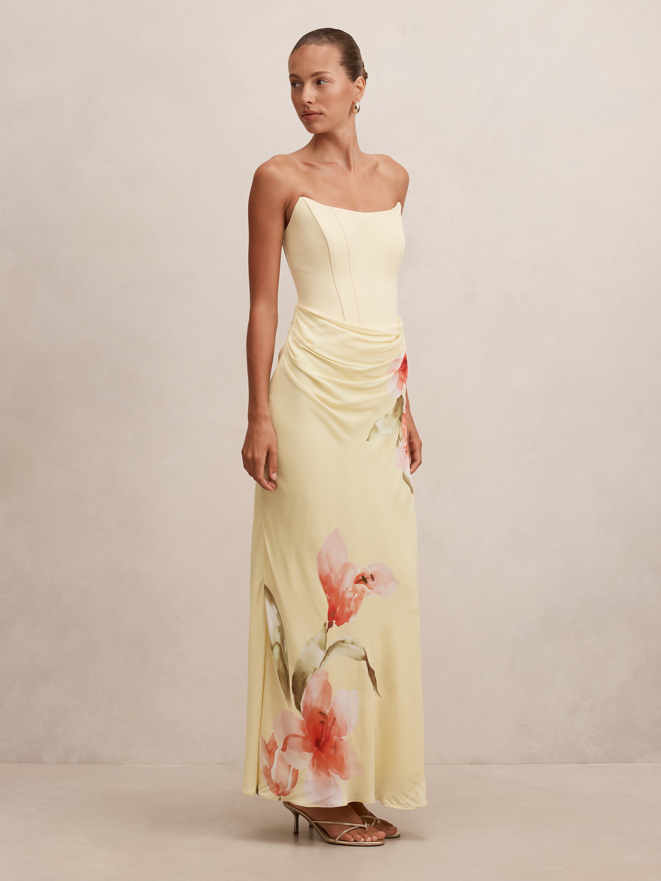 Isra Printed Strapless Maxi Dress