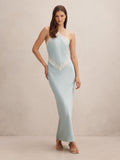 Kelli Lace Strappy Satin Maxi Dress