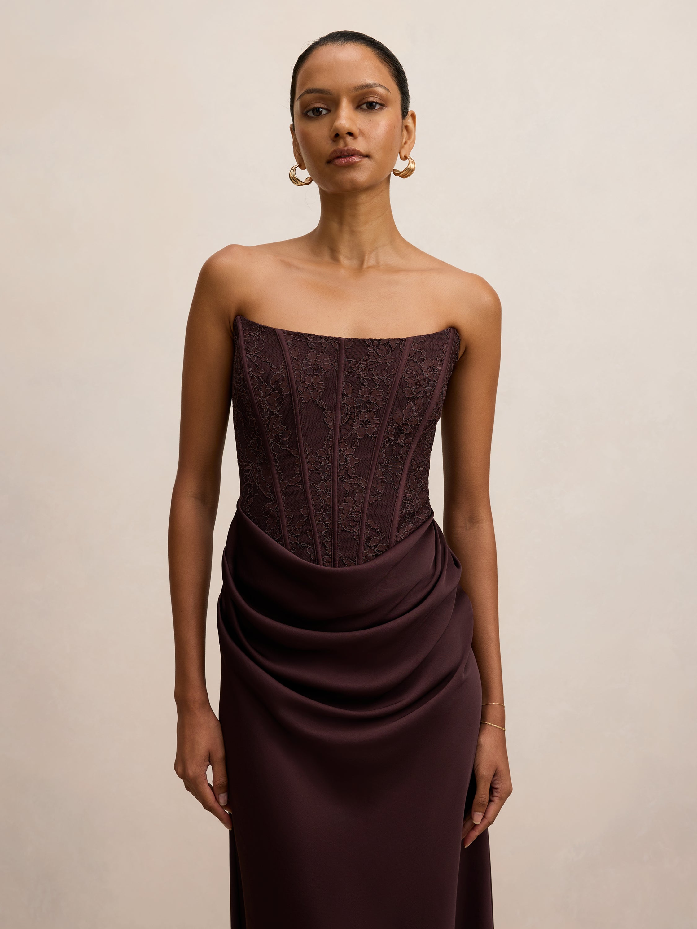 Ivy Petite Lace Corset Maxi Dress