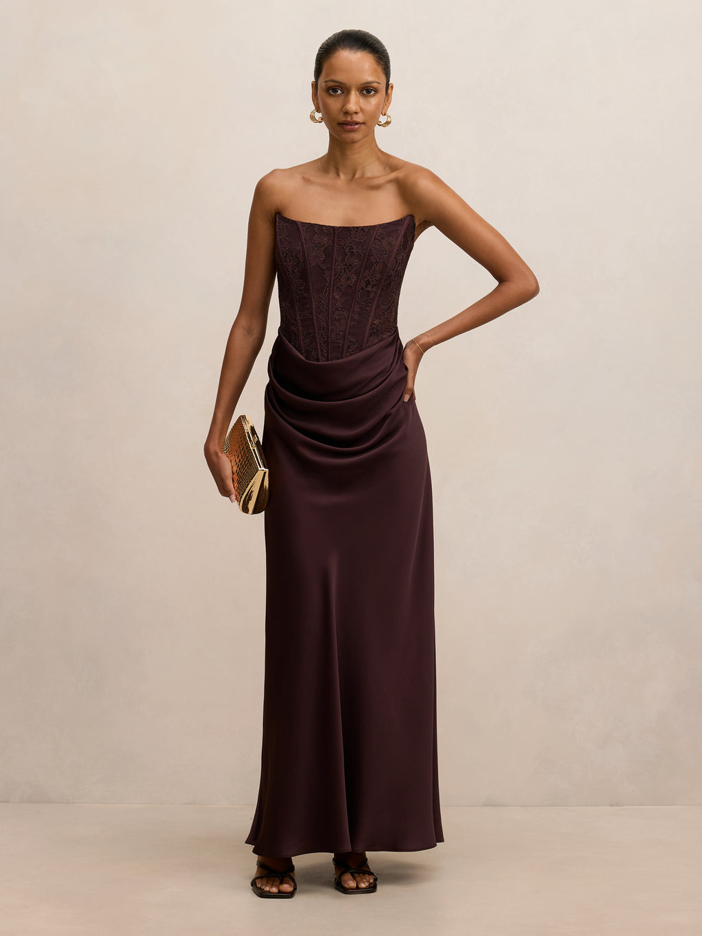 Ivy Petite Lace Corset Maxi Dress
