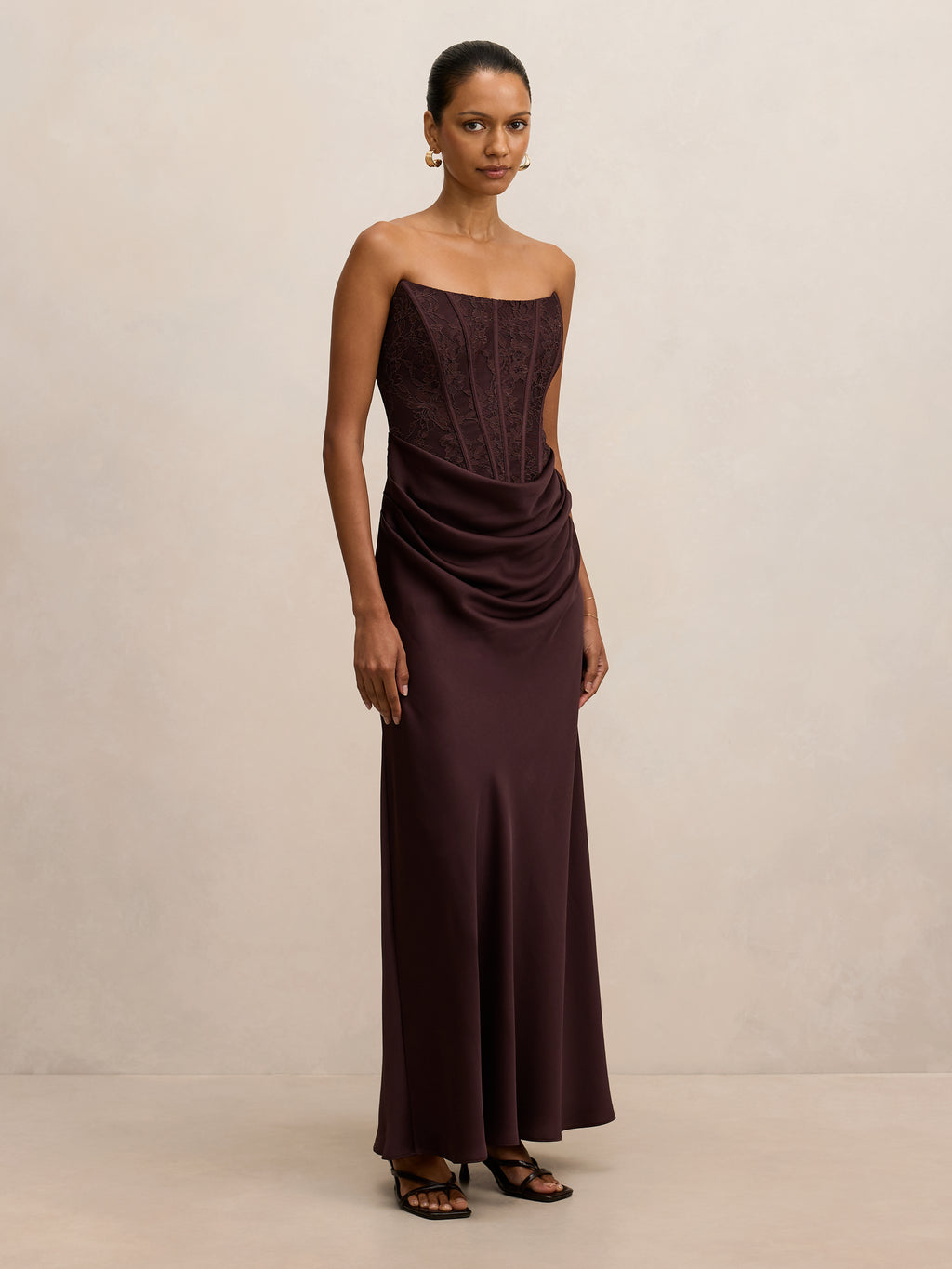 Ivy Petite Lace Corset Maxi Dress