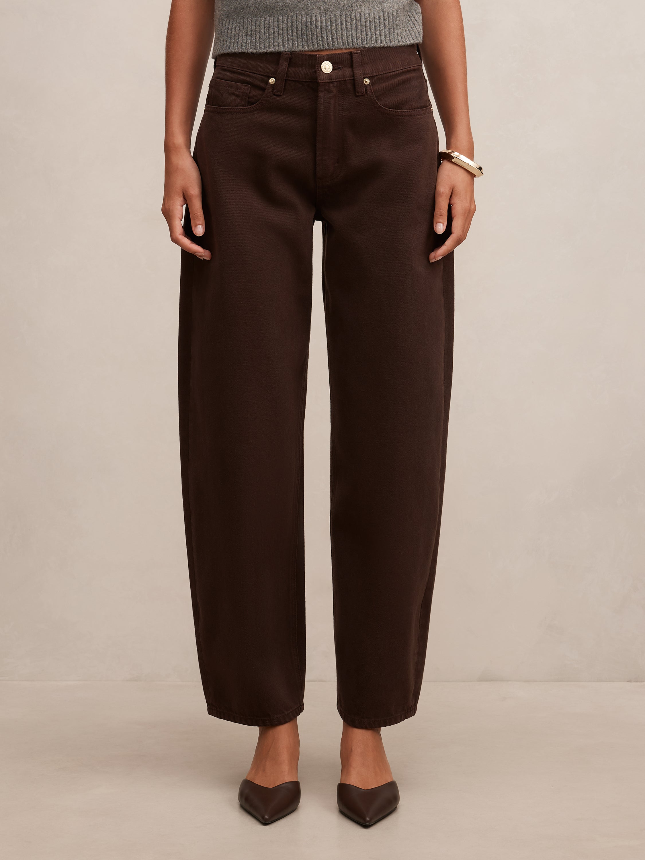 Emma Mid Rise Barrel Jean