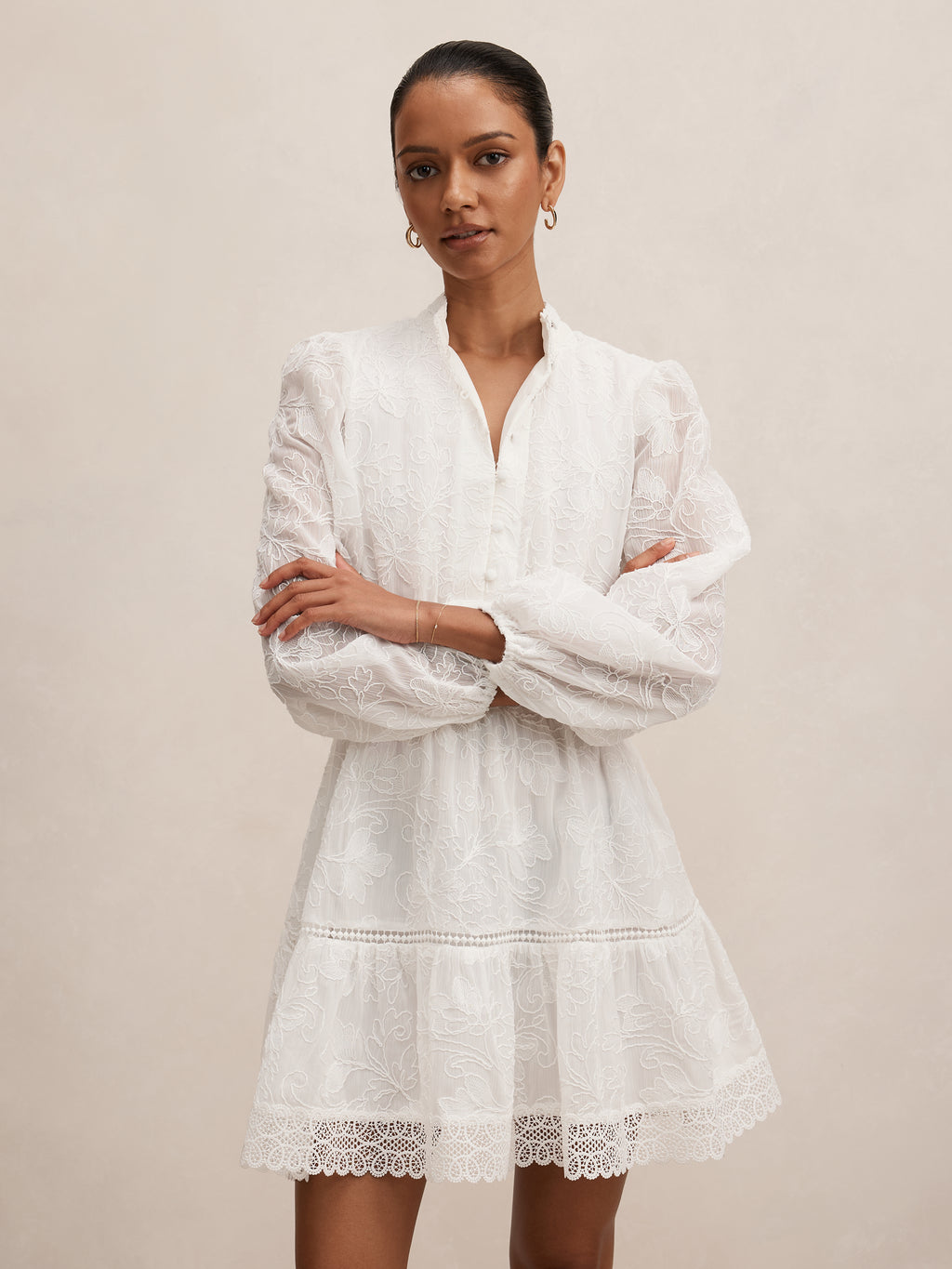 Thalia Petite Embroidered Mini Dress