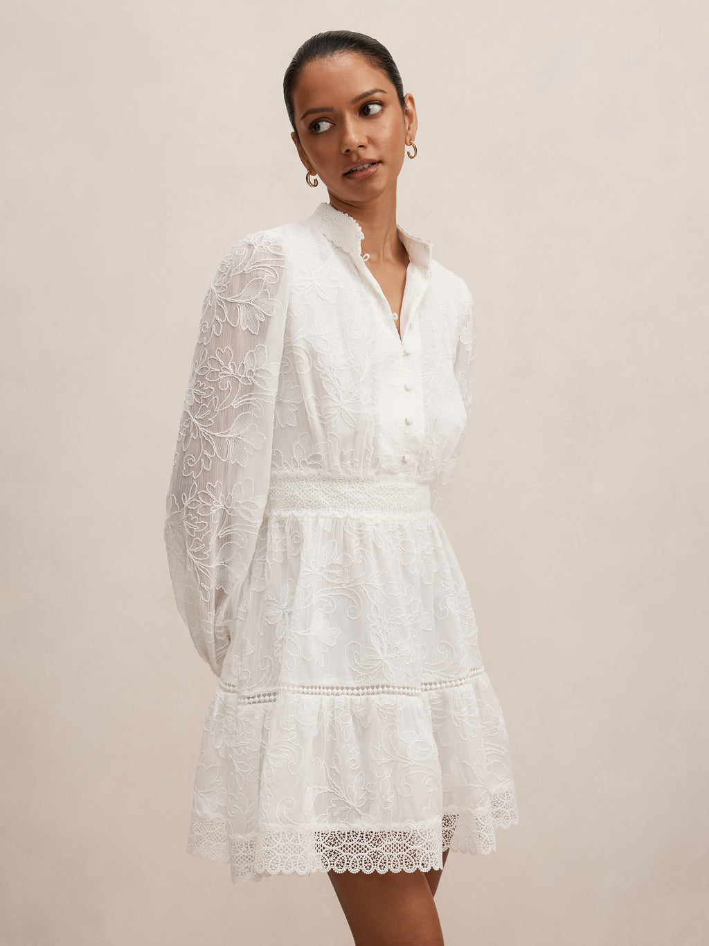 Thalia Petite Embroidered Mini Dress