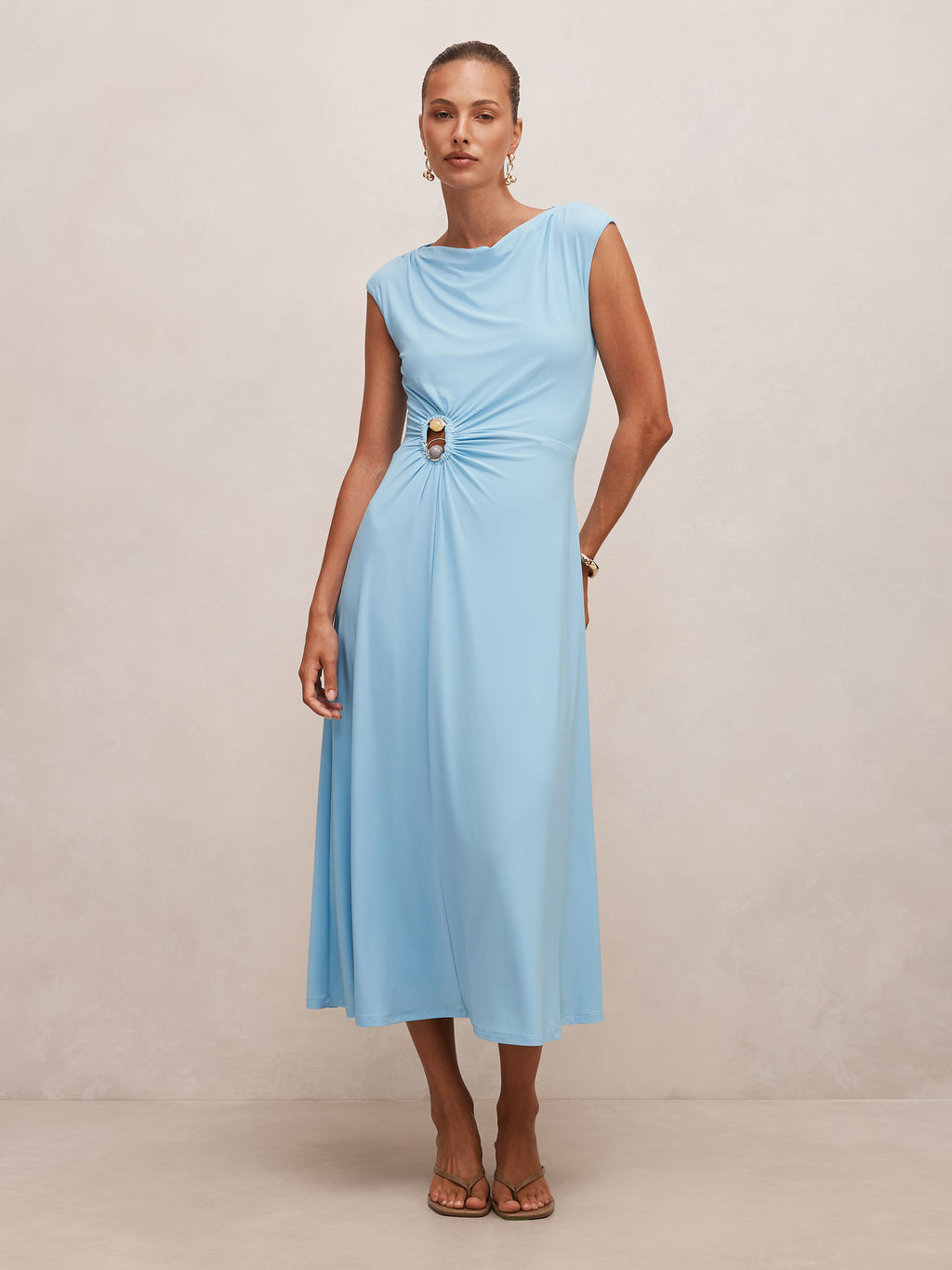 Alaia Gathered Hardware Midi Dress