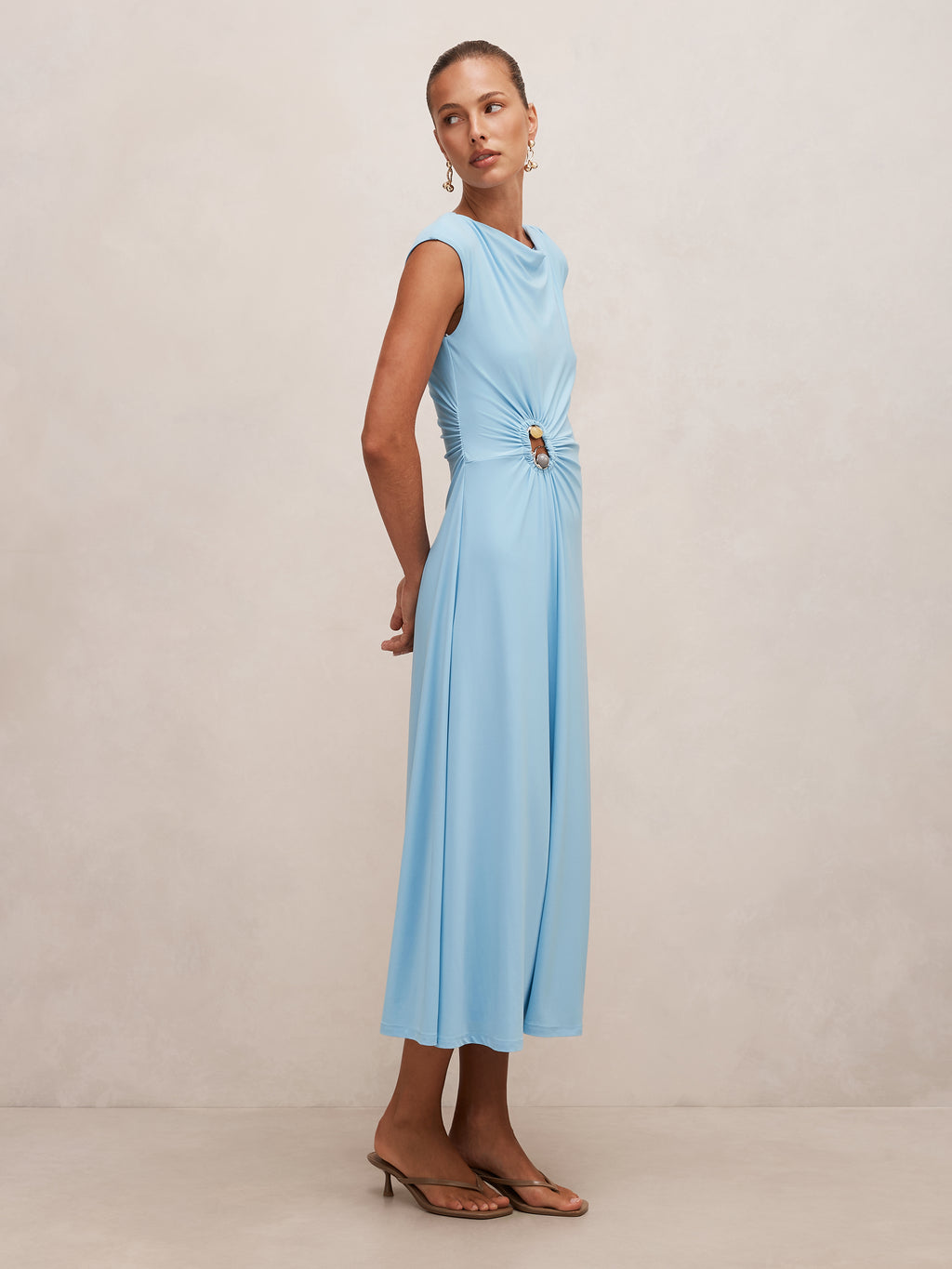 Alaia Gathered Hardware Midi Dress