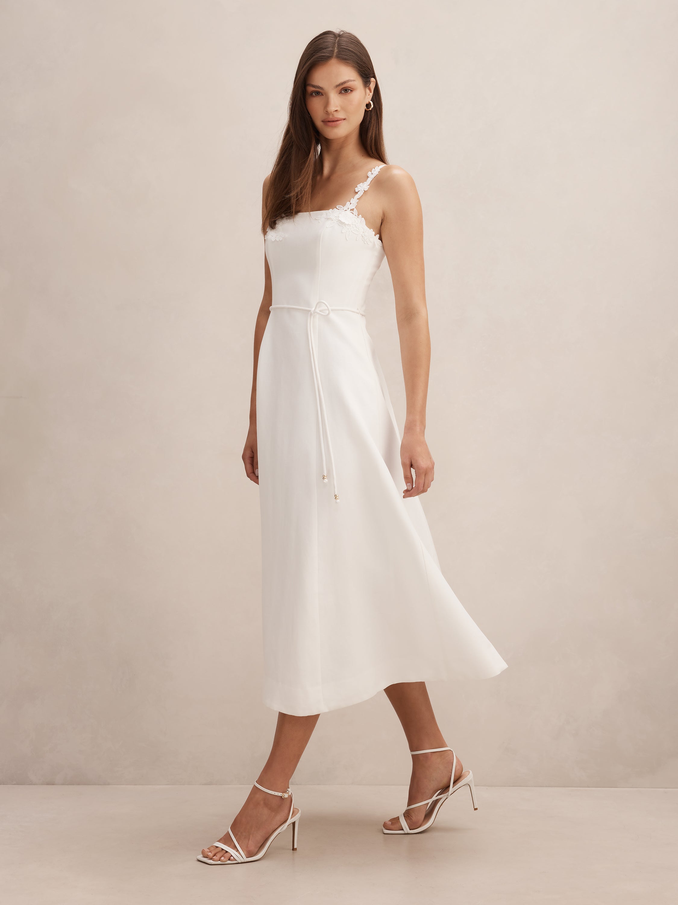 Rosie Flower Applique Midi Dress