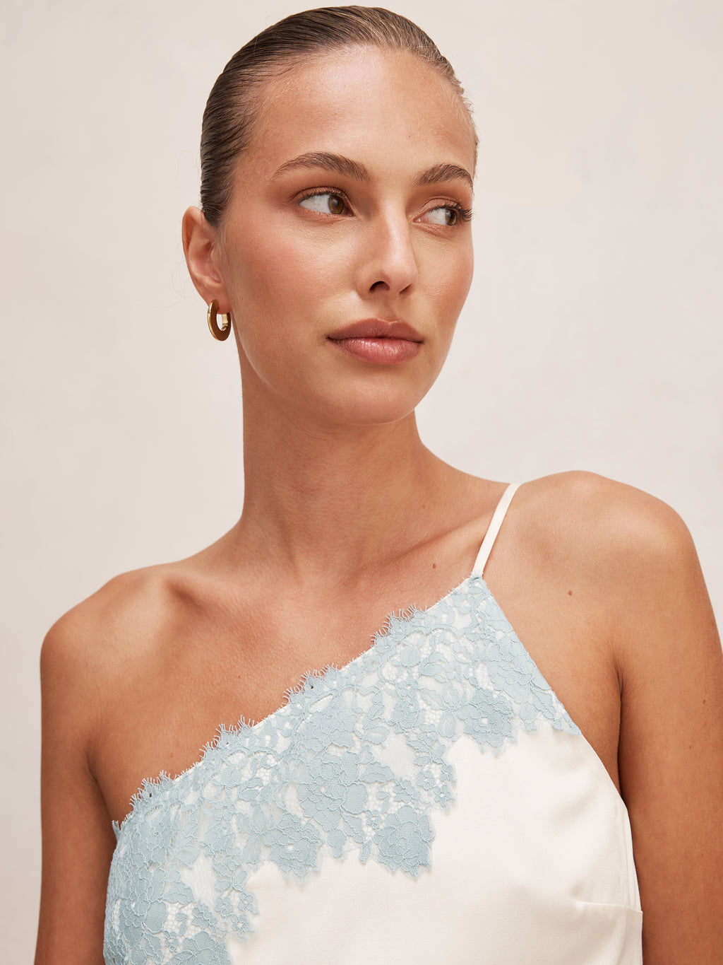 Adele One Shoulder Lace Trim Top