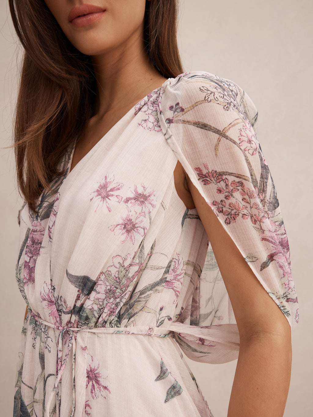 Jodie Gathered Cape Maxi Dress