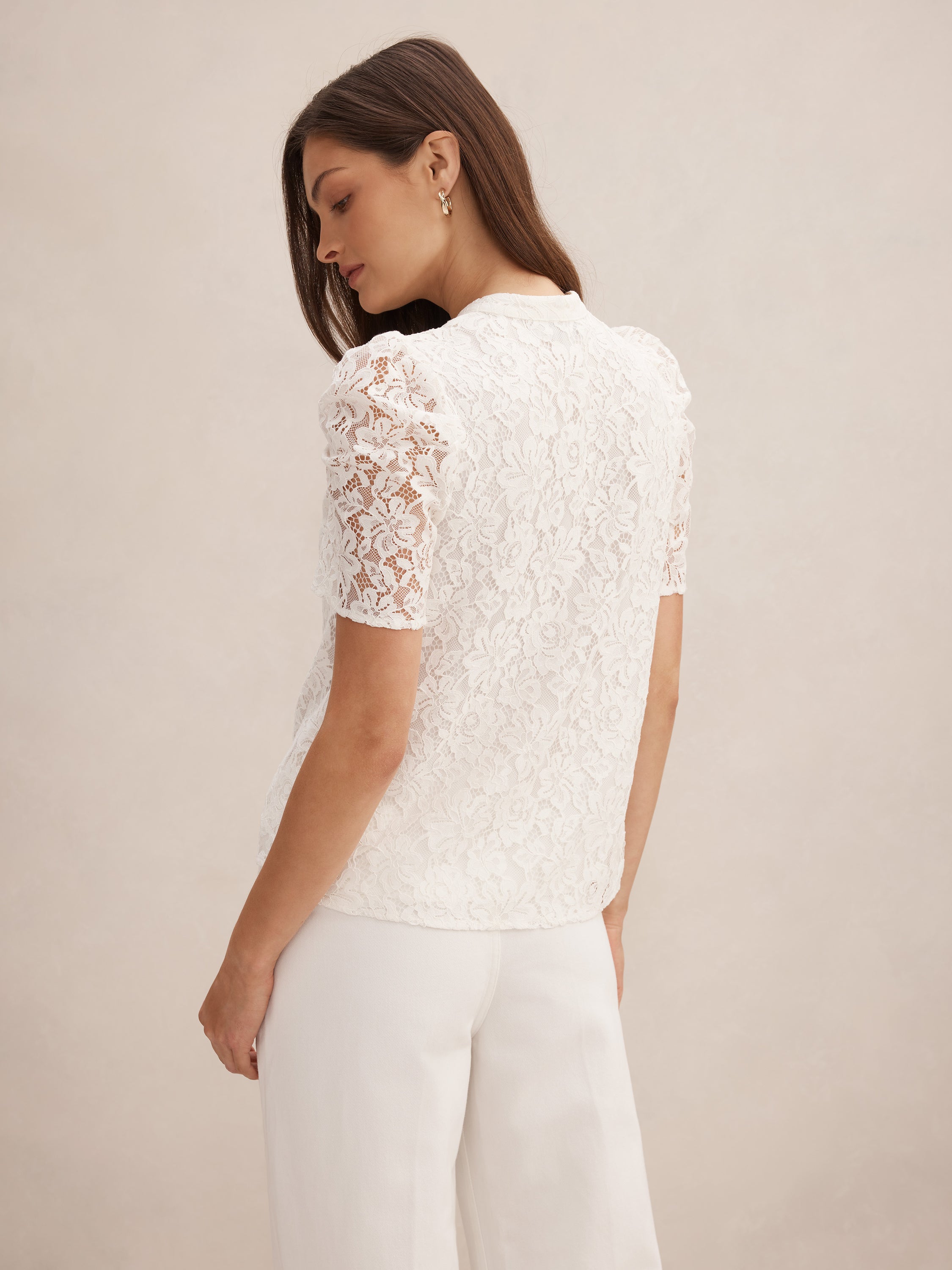 Lina Short Sleeve Lace Blouse
