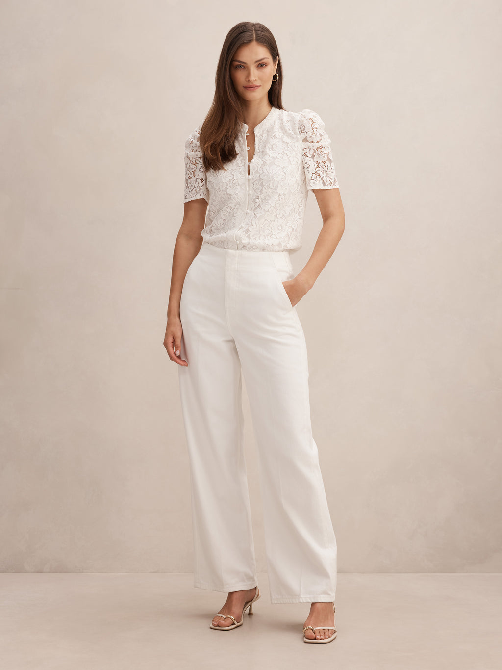 Lina Short Sleeve Lace Blouse