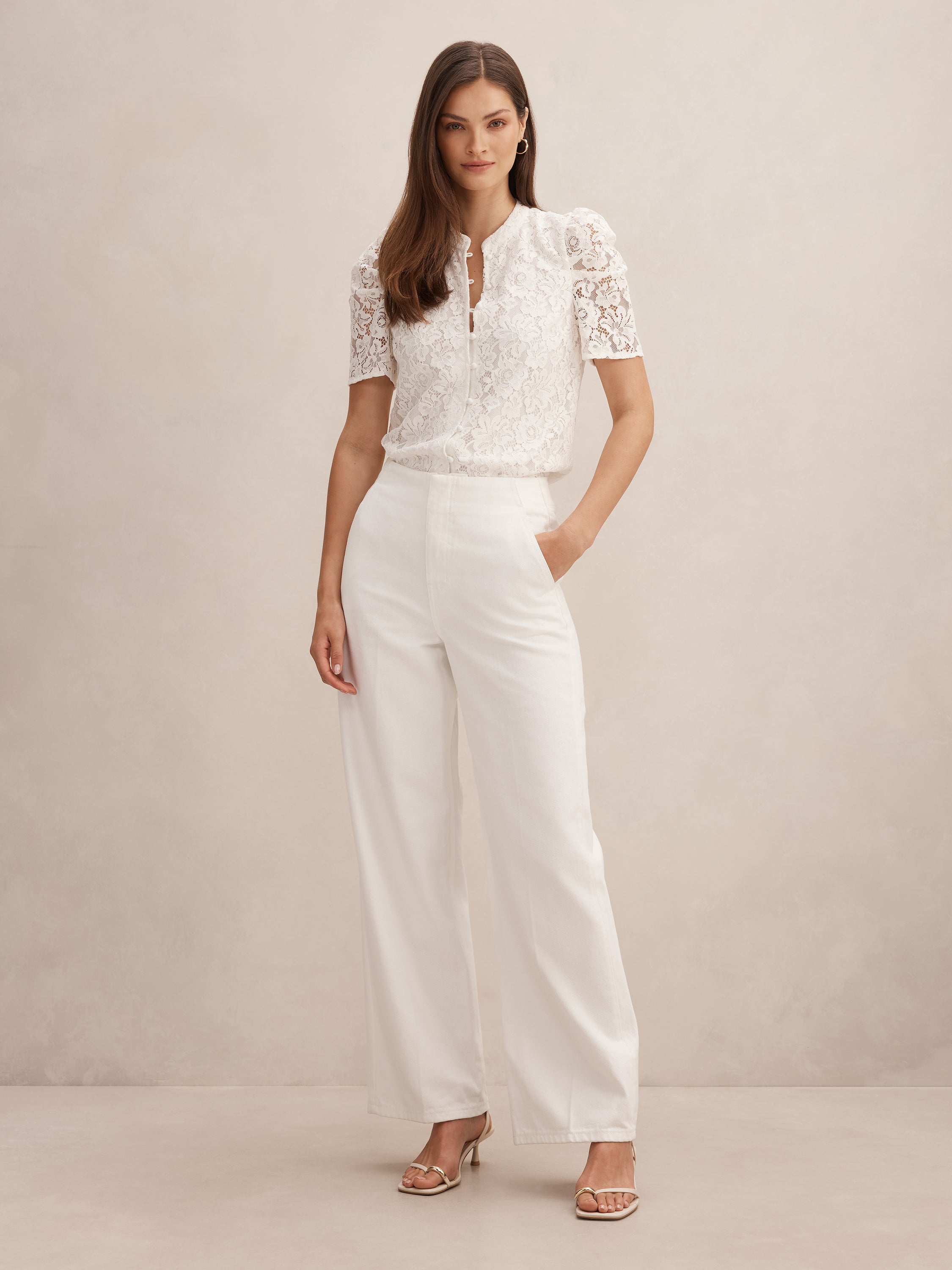 Lina Short Sleeve Lace Blouse