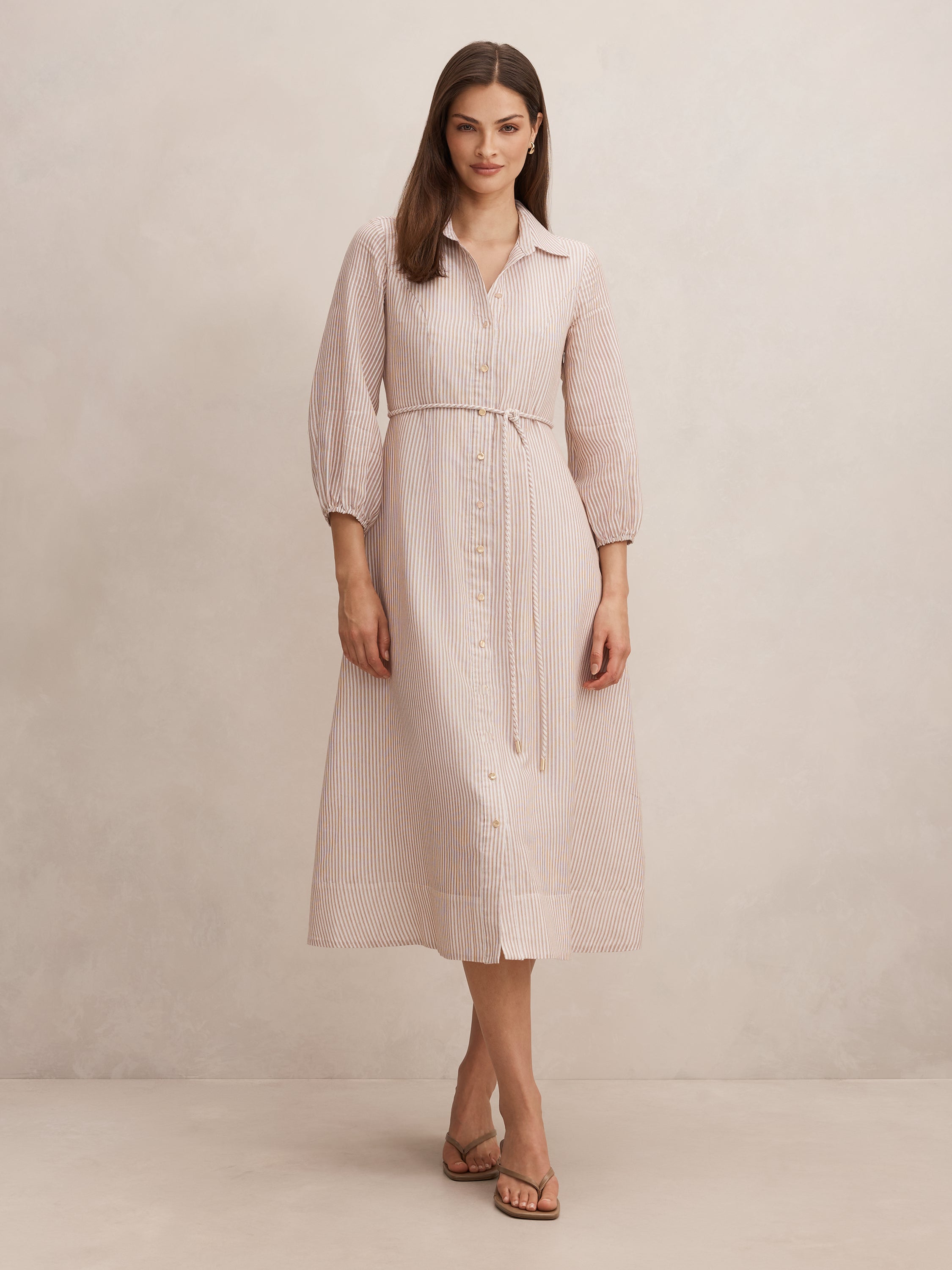 Maisy Silk Blend Shirt Midi Dress