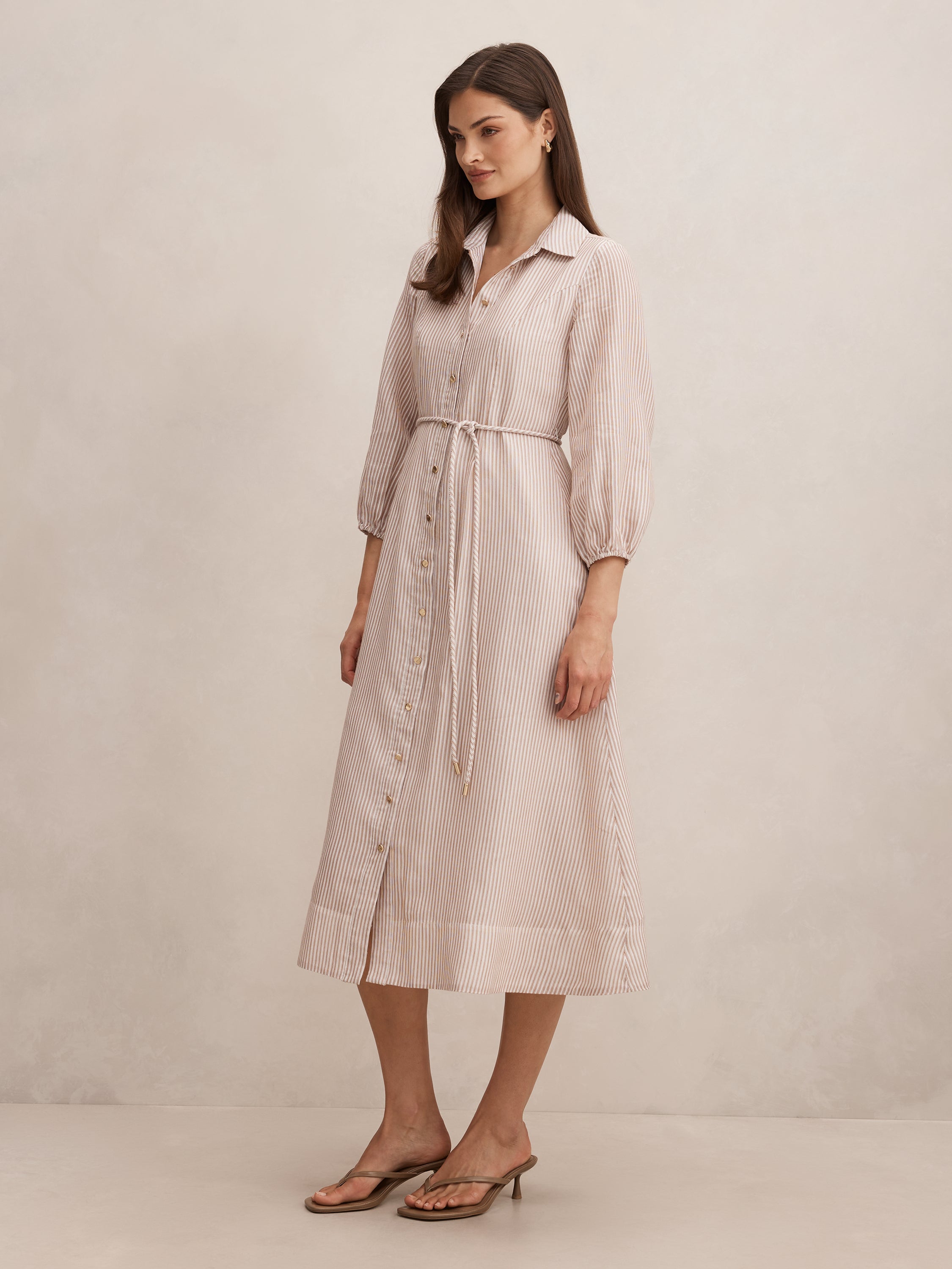 Maisy Silk Blend Shirt Midi Dress