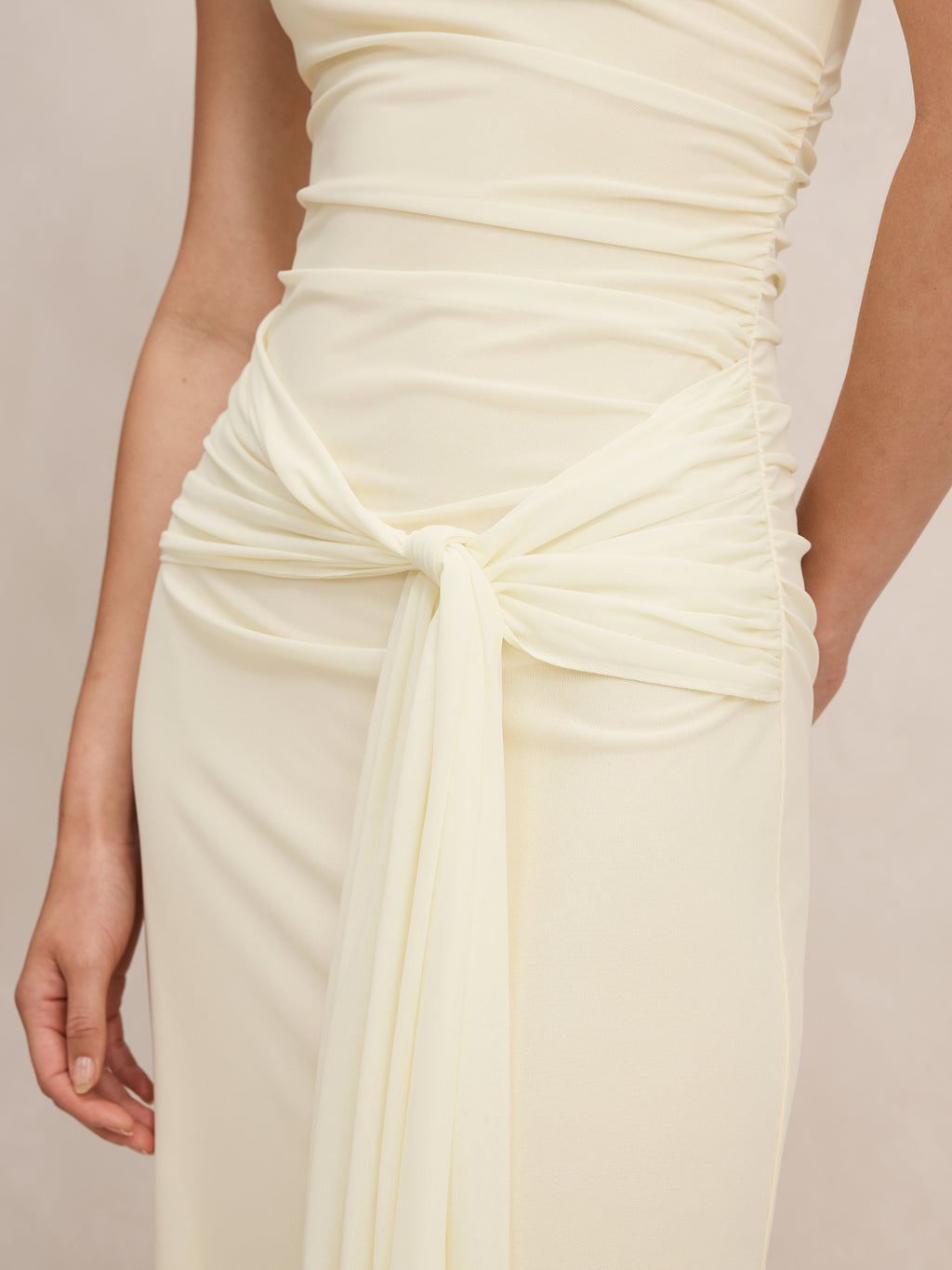 Piper Draped Tie Mesh Midi Dress
