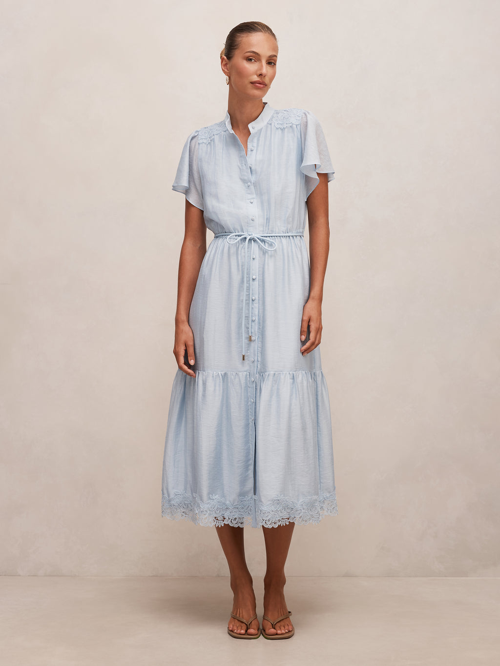 Harriet Lace Button Midi Dress