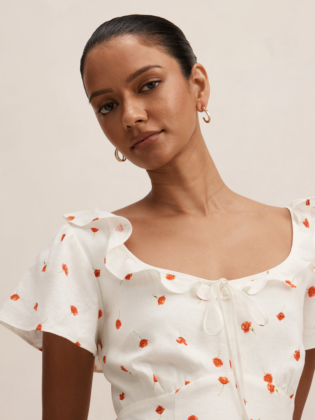 Riley Petite Ruffle Neck Mini Dress