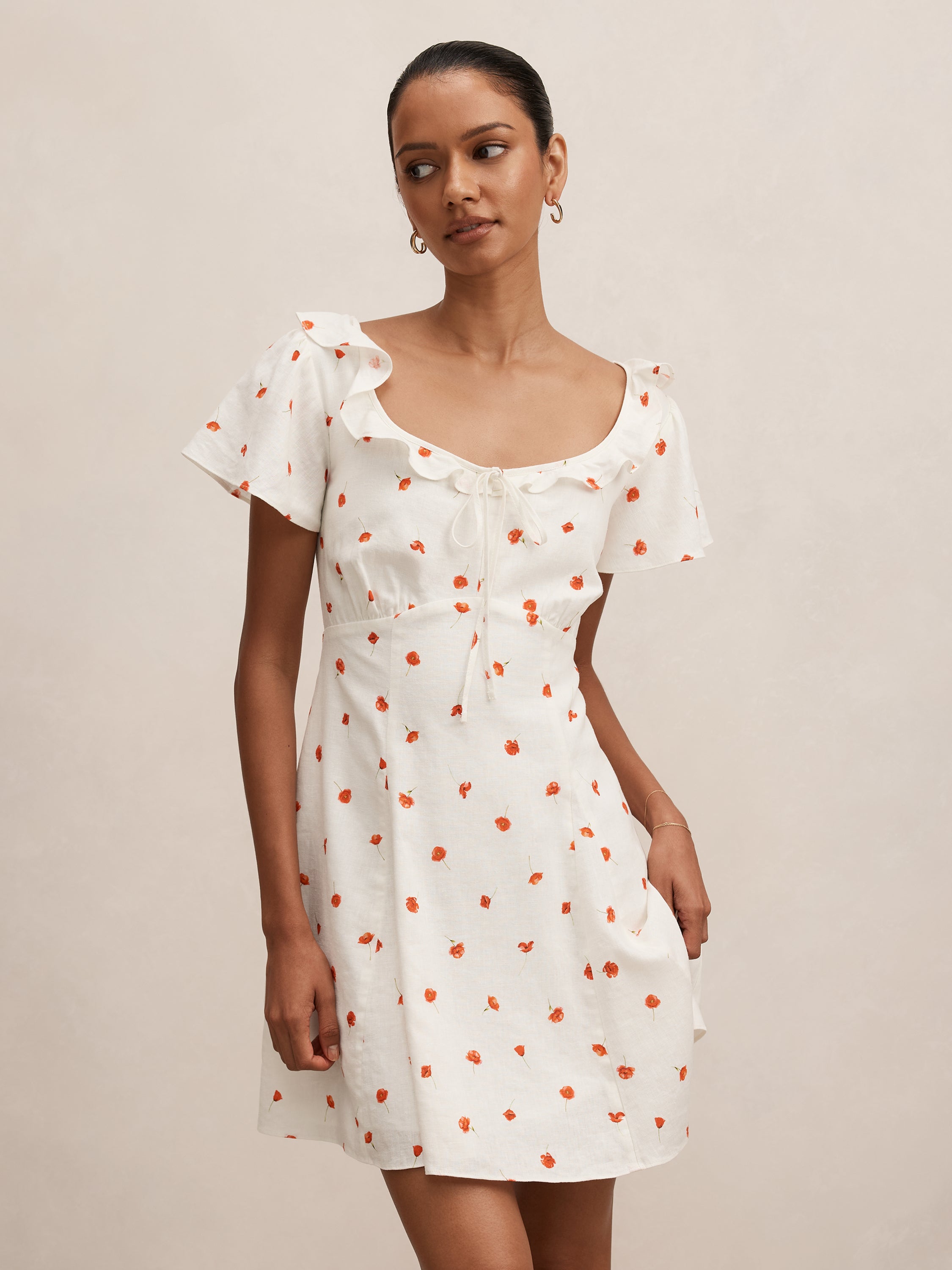 Riley Petite Ruffle Neck Mini Dress