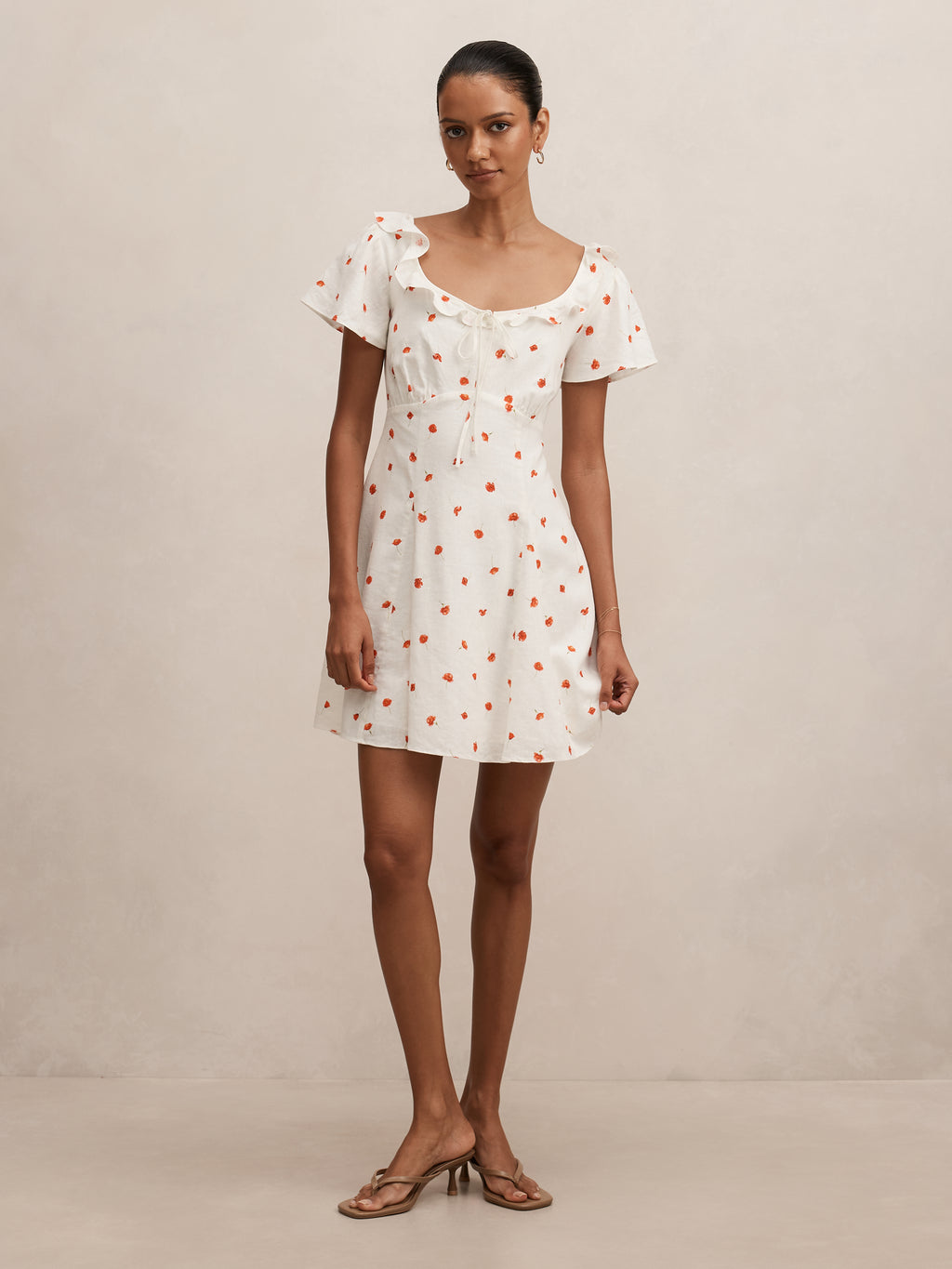 Riley Petite Ruffle Neck Mini Dress