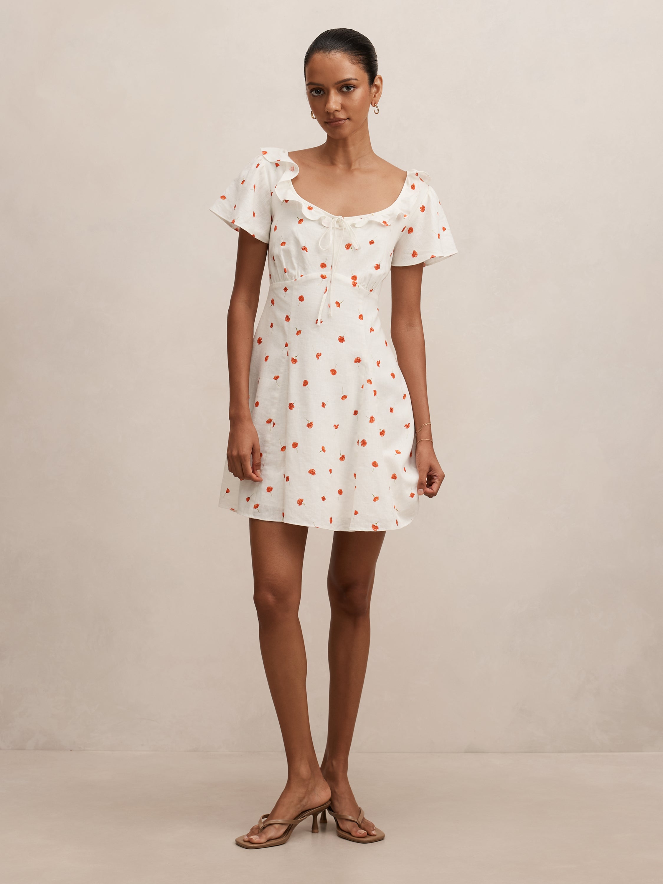 Riley Petite Ruffle Neck Mini Dress
