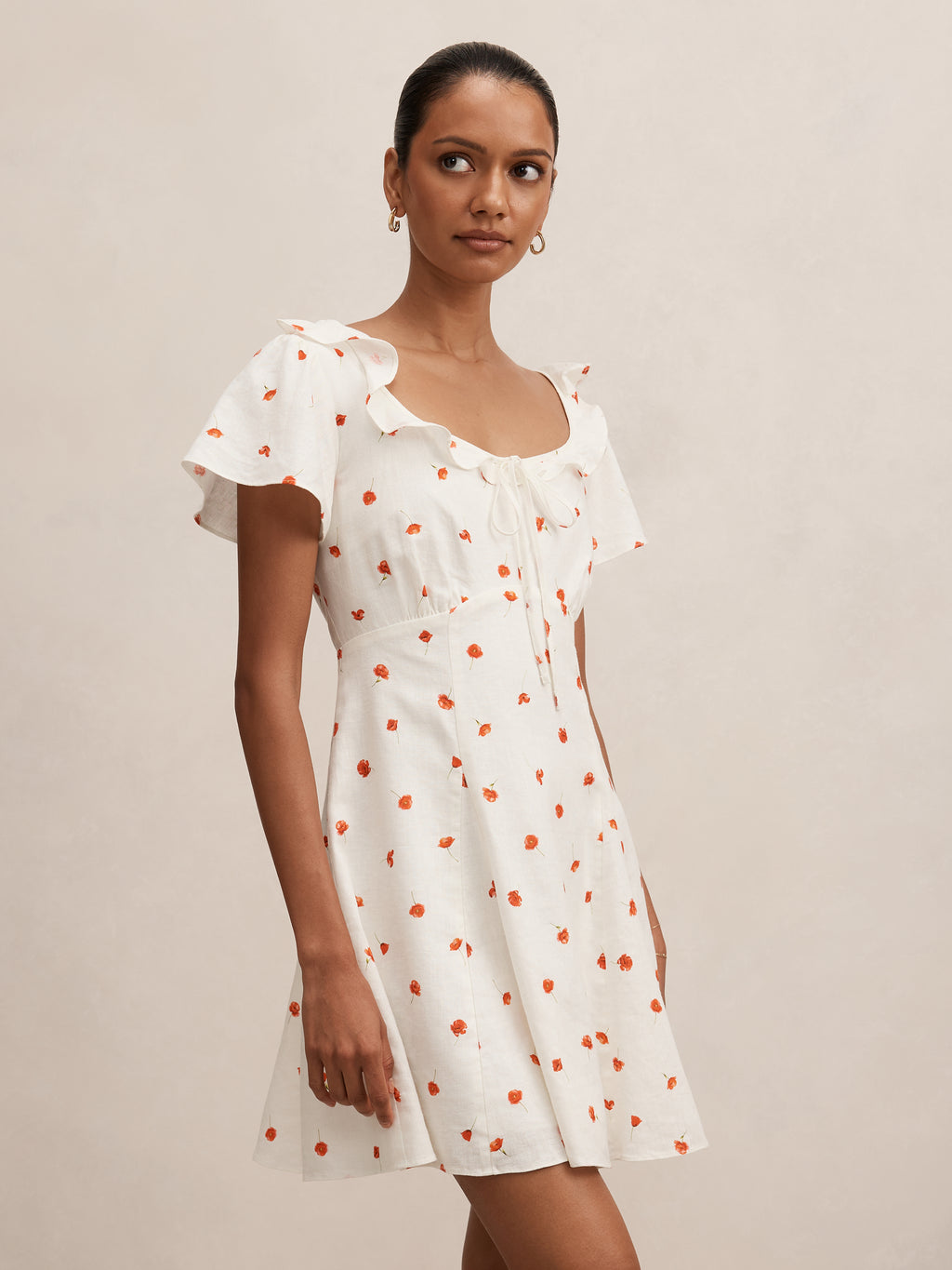 Riley Petite Ruffle Neck Mini Dress