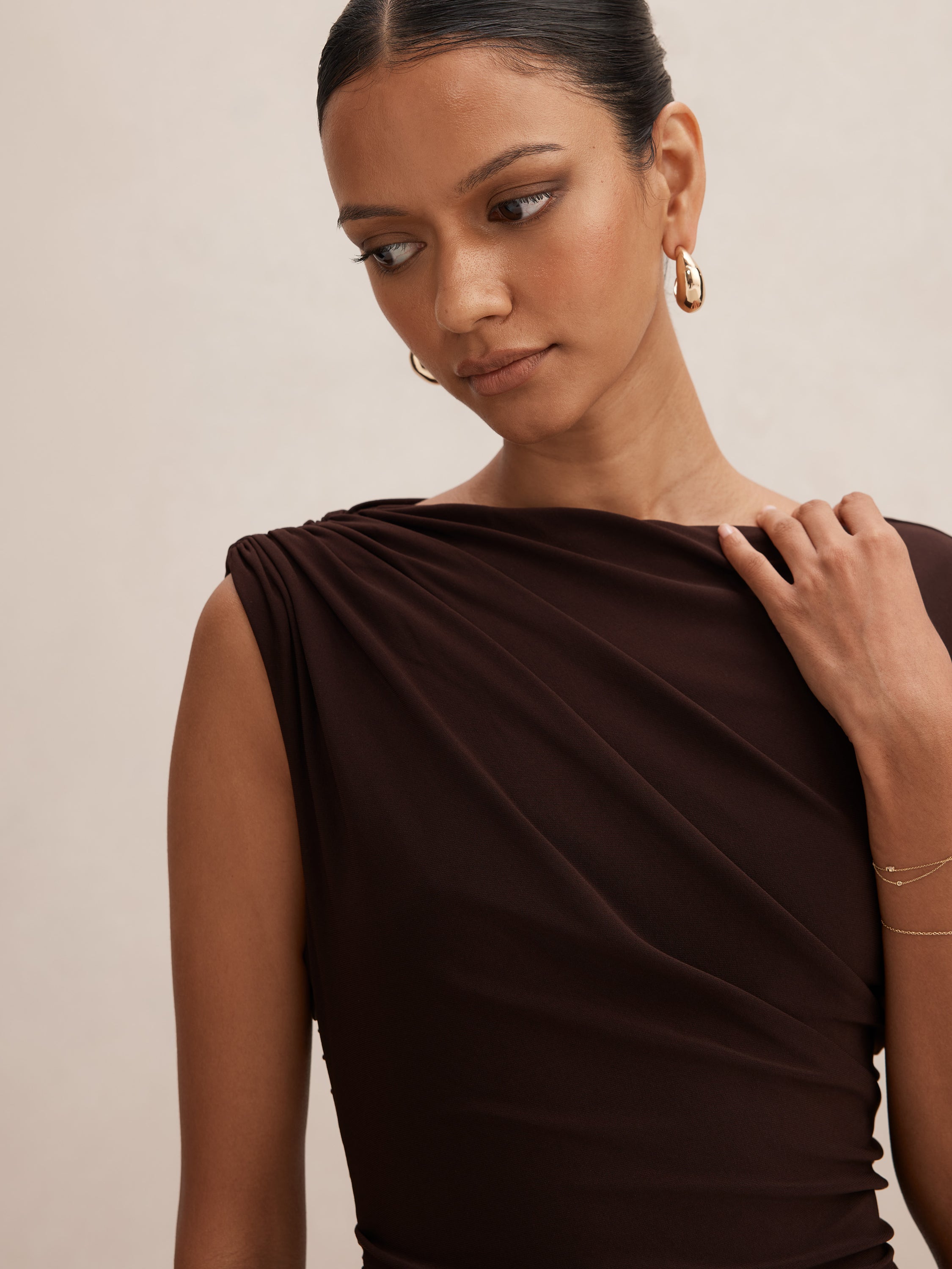 Fiora Petite Hardware Jersey Maxi Dress