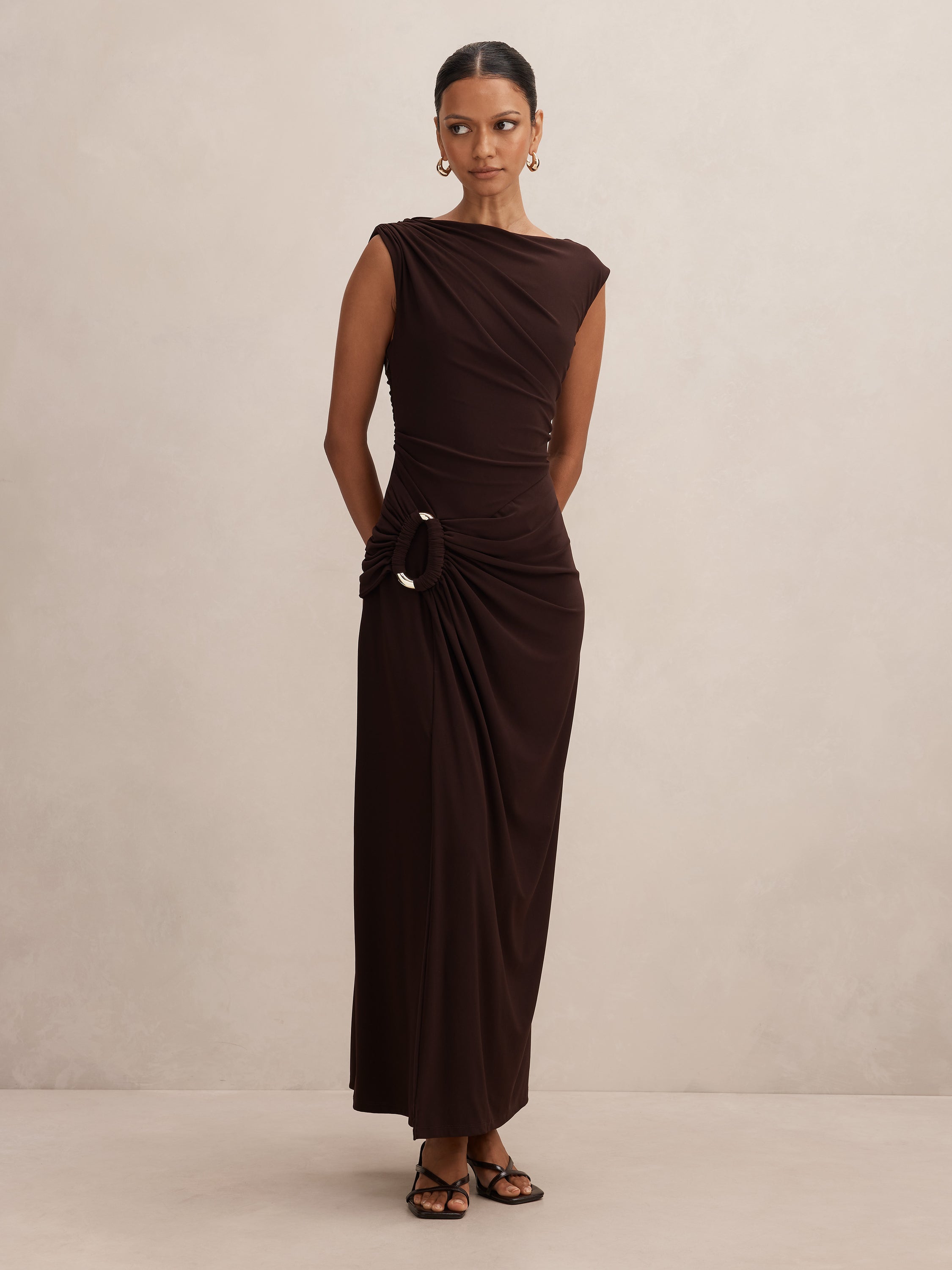 Fiora Petite Hardware Jersey Maxi Dress