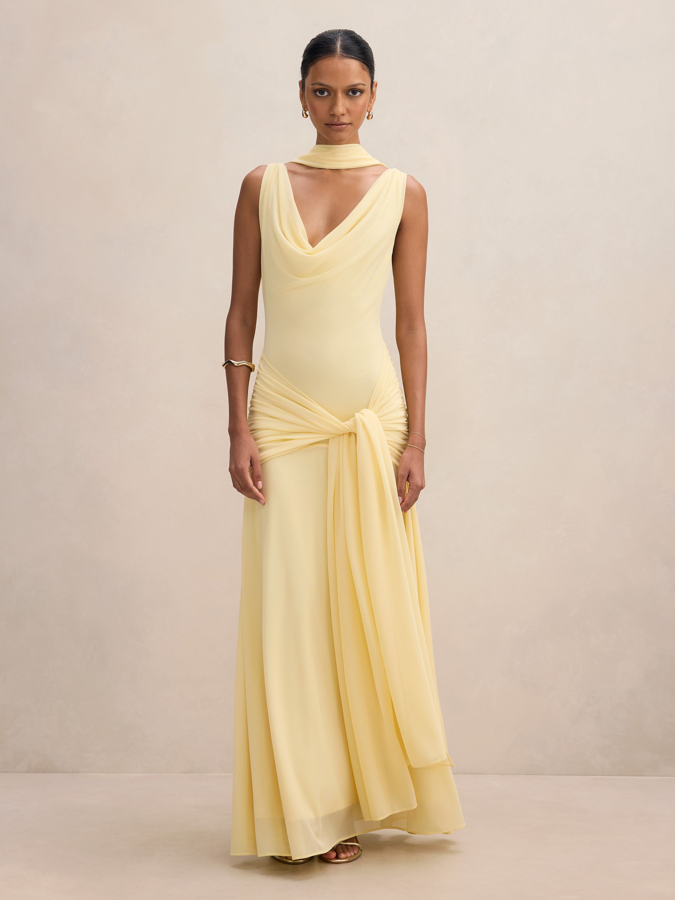 Vivianne Petite Scarf Tie Maxi Dress