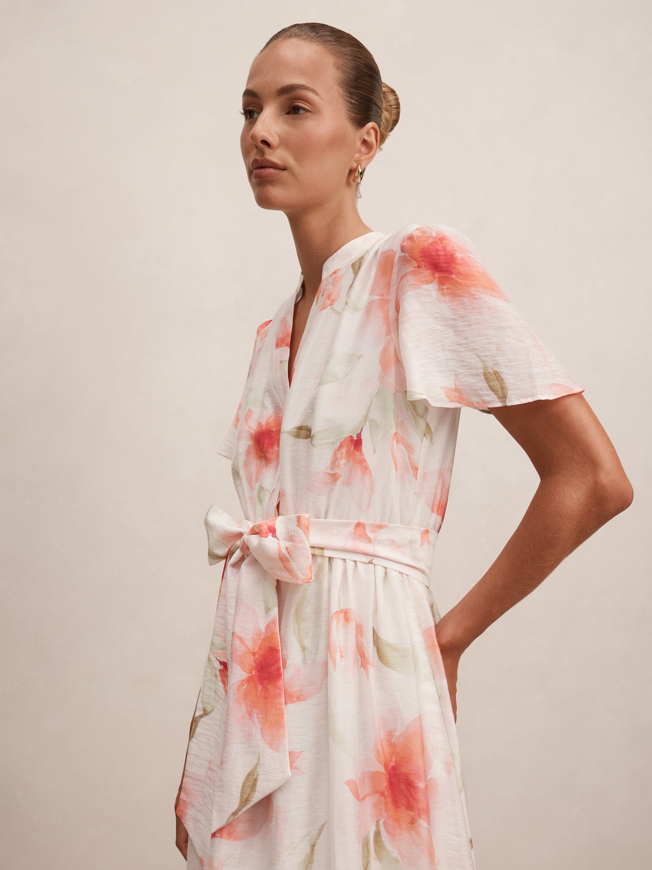 Dahlia Button Tie Midi Dress