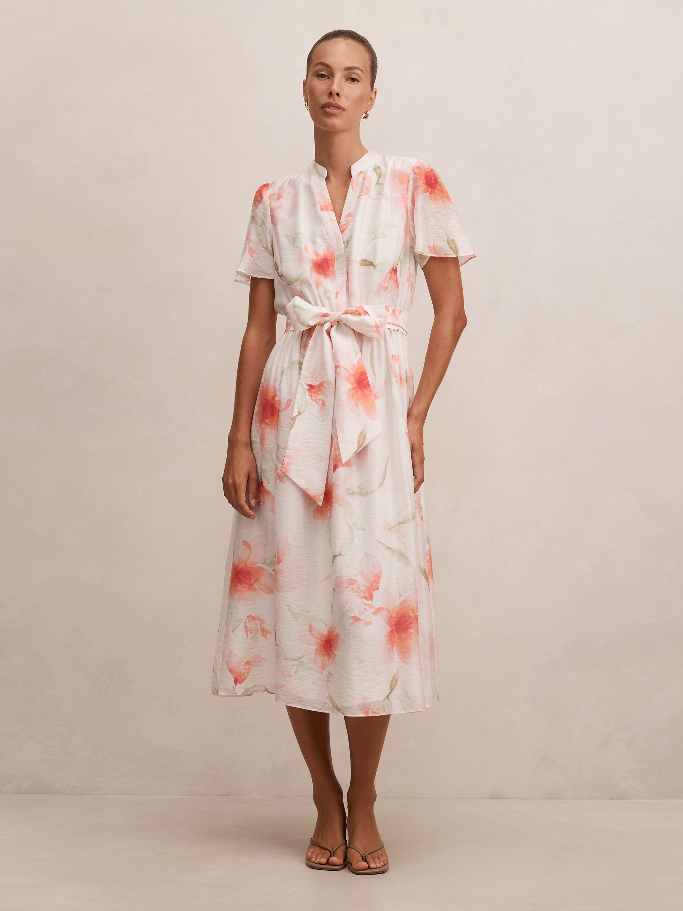 Dahlia Button Tie Midi Dress