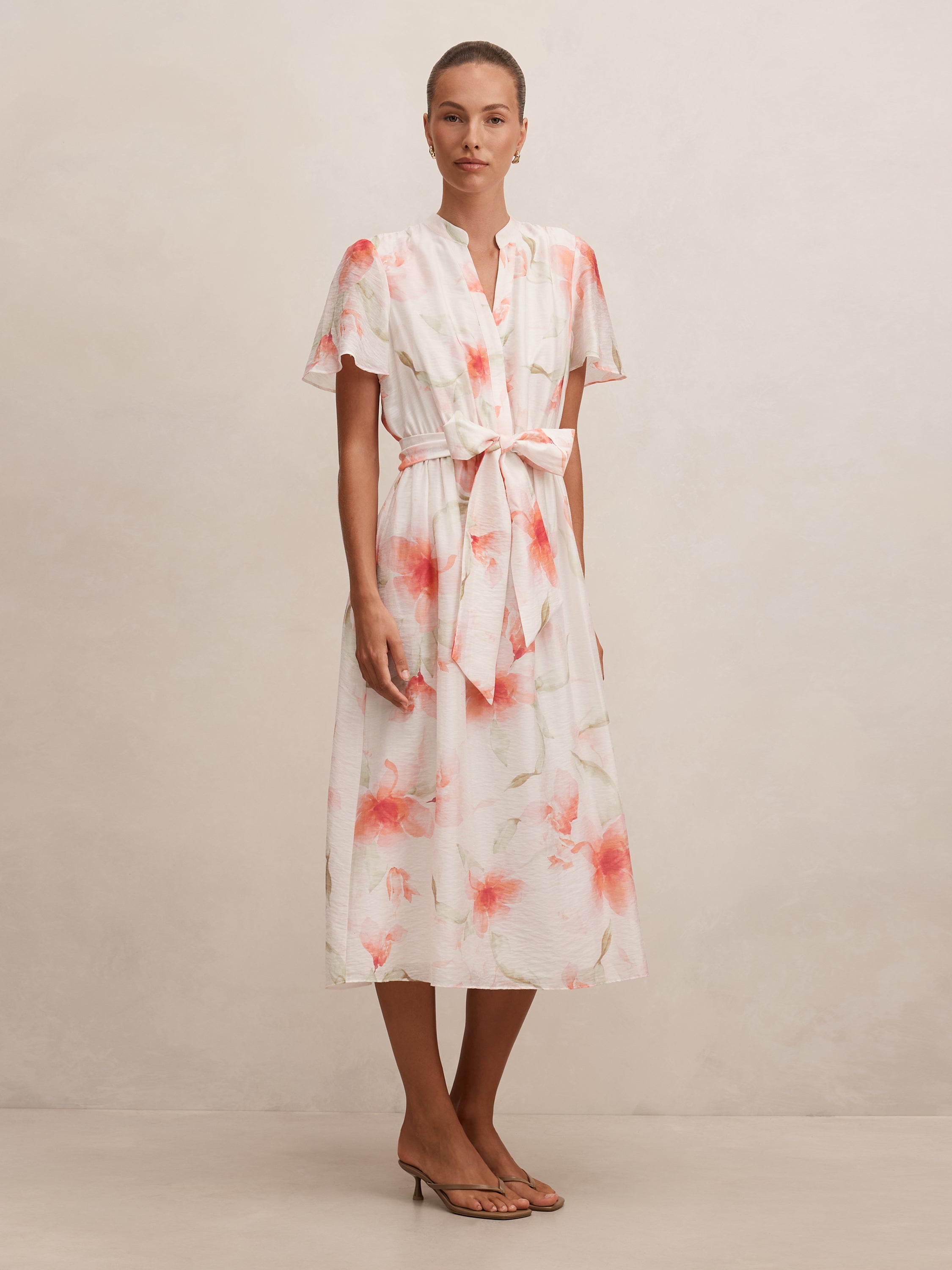 Dahlia Button Tie Midi Dress