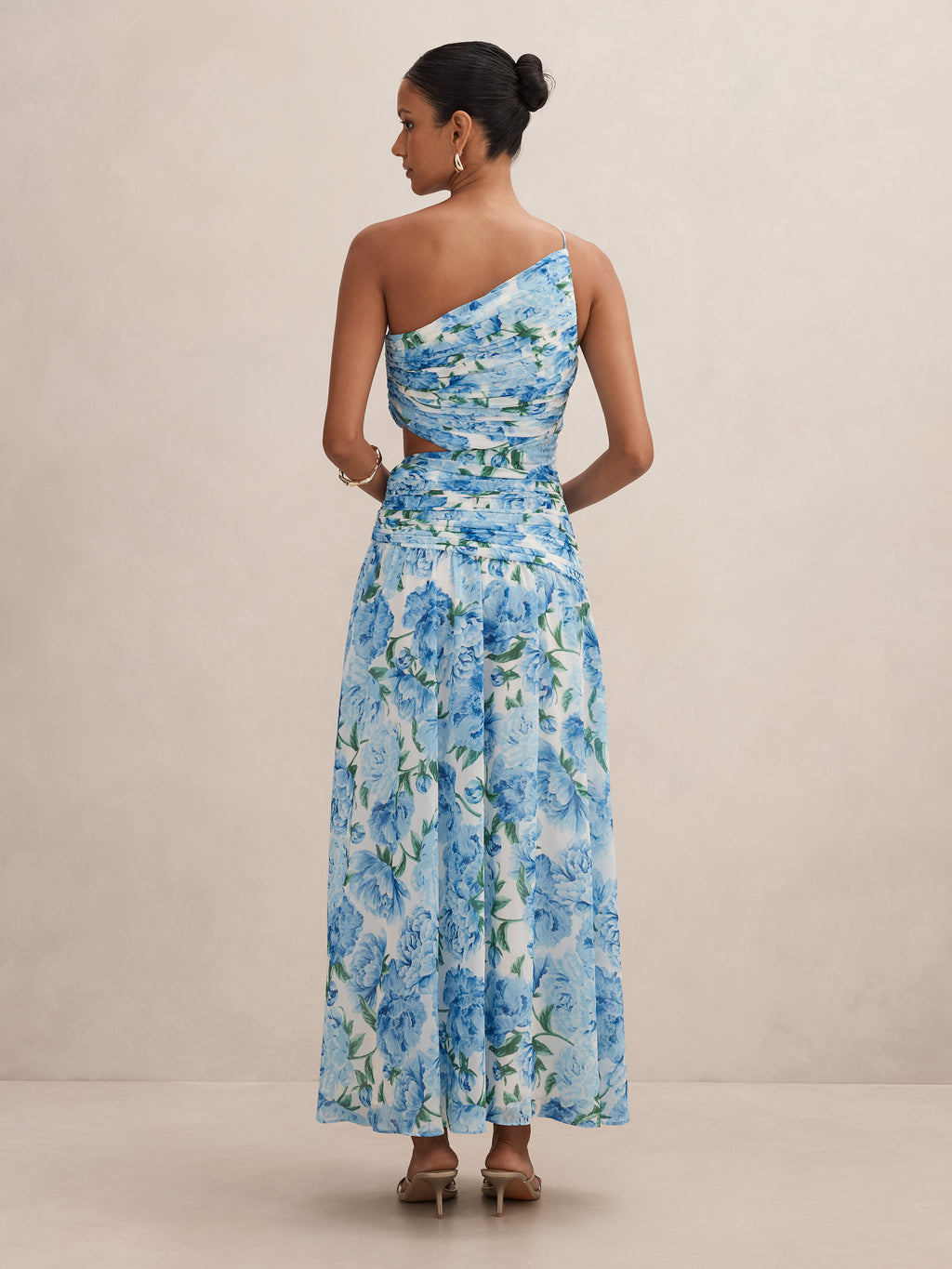 Connie Petite Ruched Asym Maxi Dress