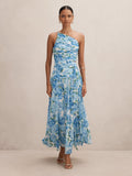 Connie Petite Ruched Asym Maxi Dress