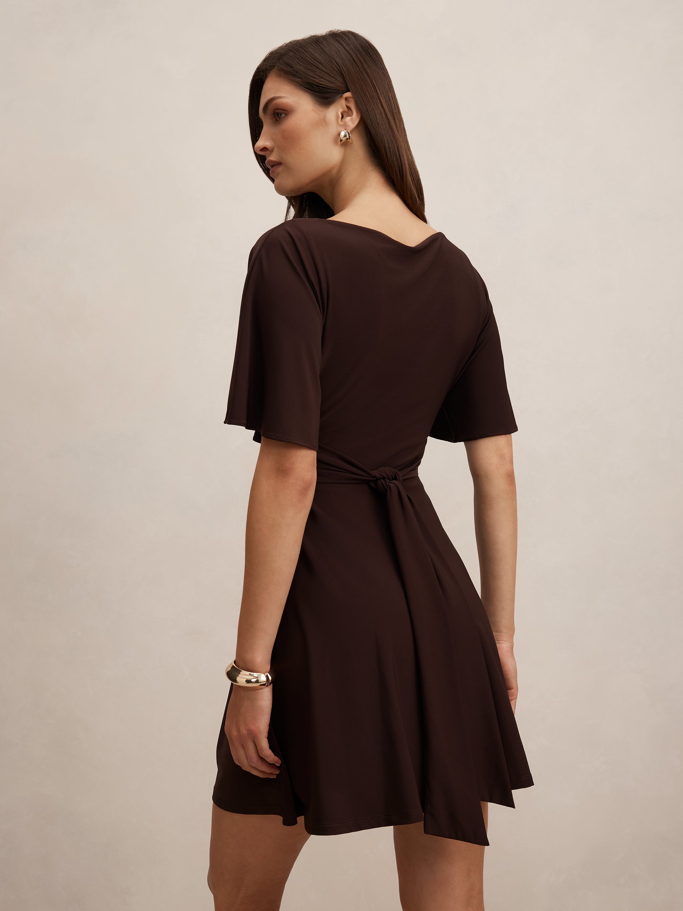 Cora Flutter Sleeve Tie Mini Dress