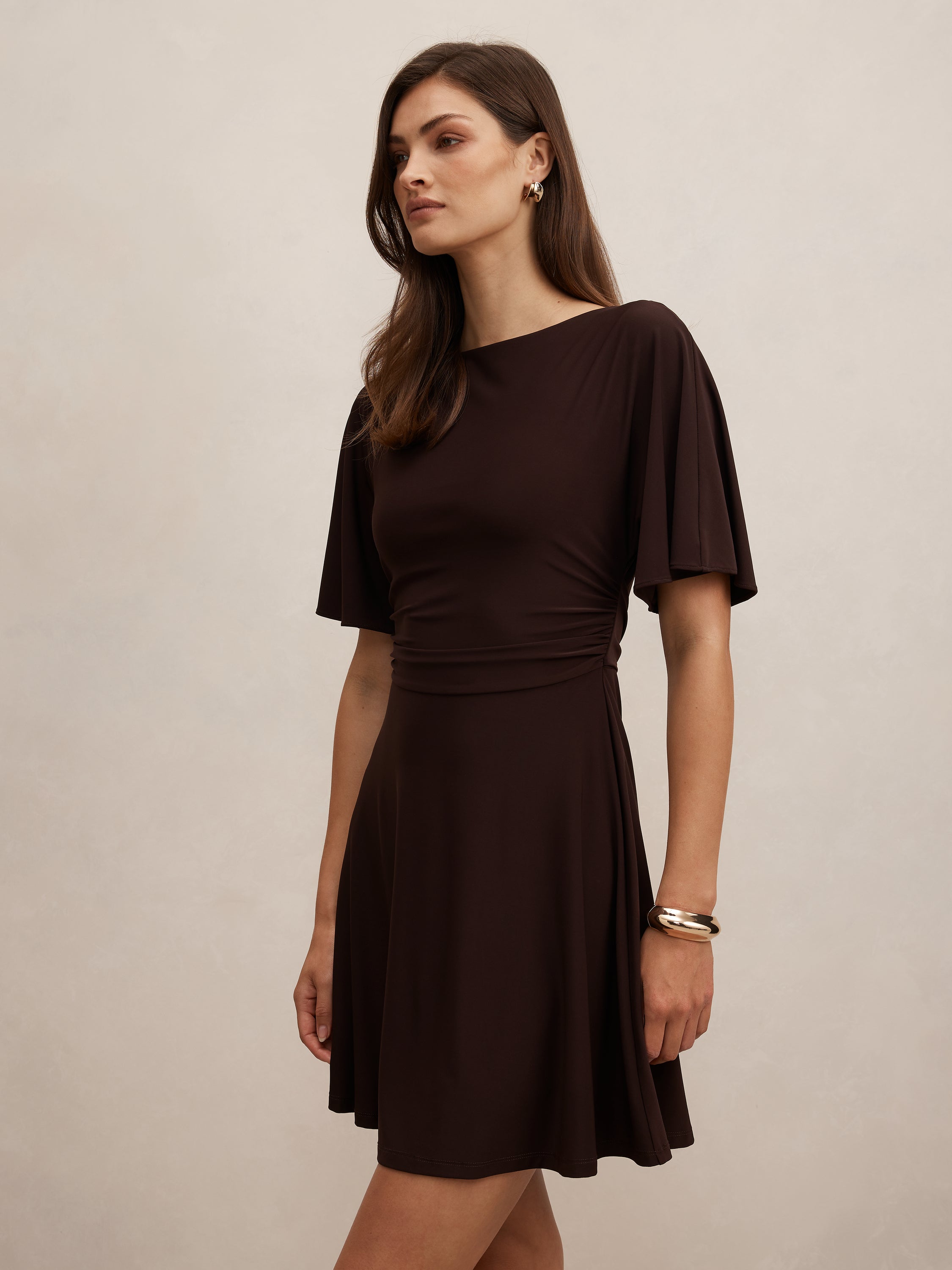 Cora Flutter Sleeve Tie Mini Dress