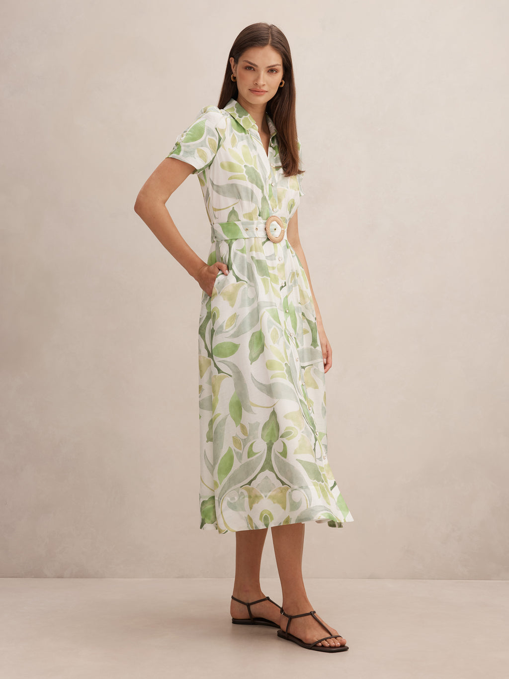 Avery Short Sleeve Seam Detail Midi Dress